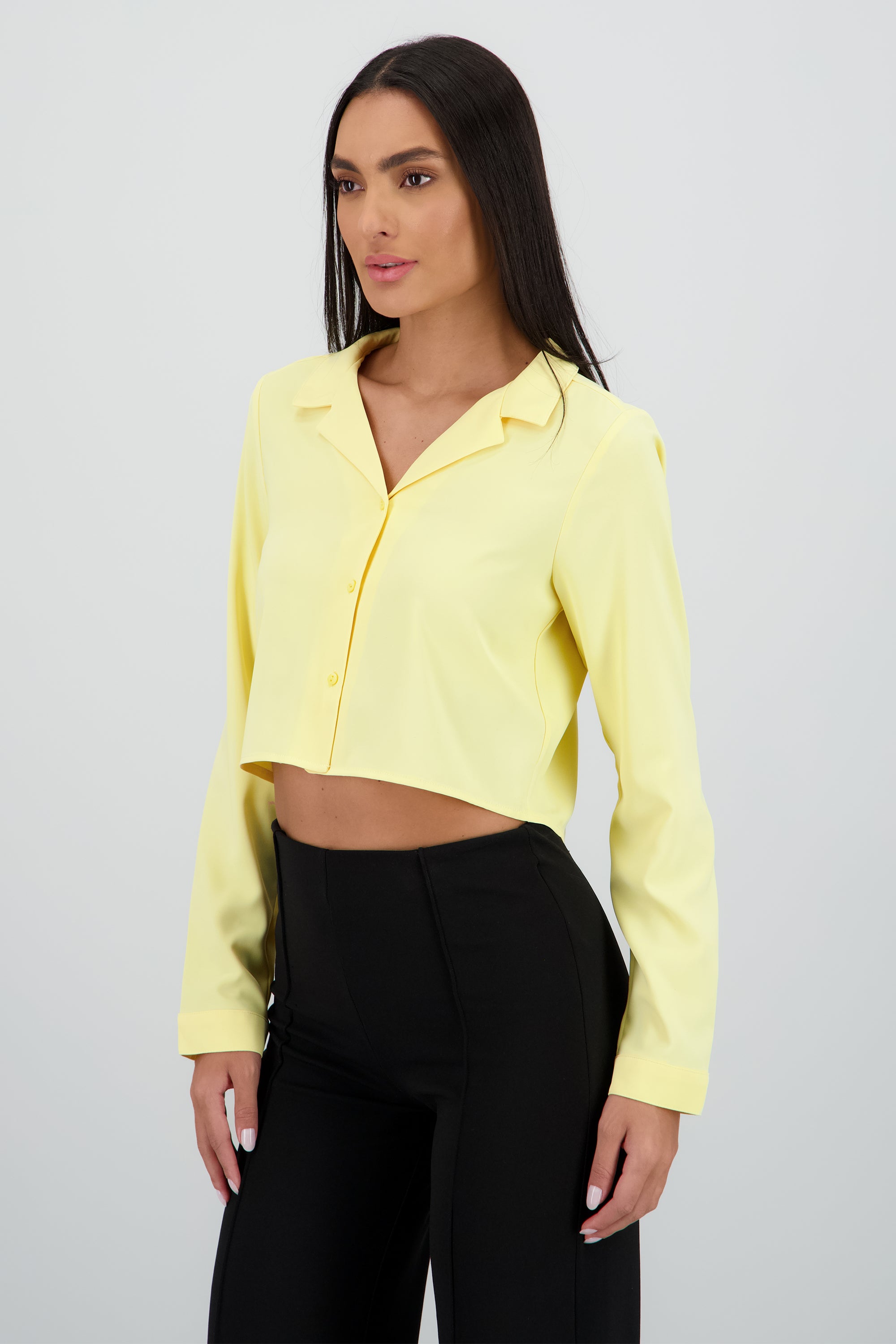 Camisa Lisa Manga Larga AMARILLO PASTEL