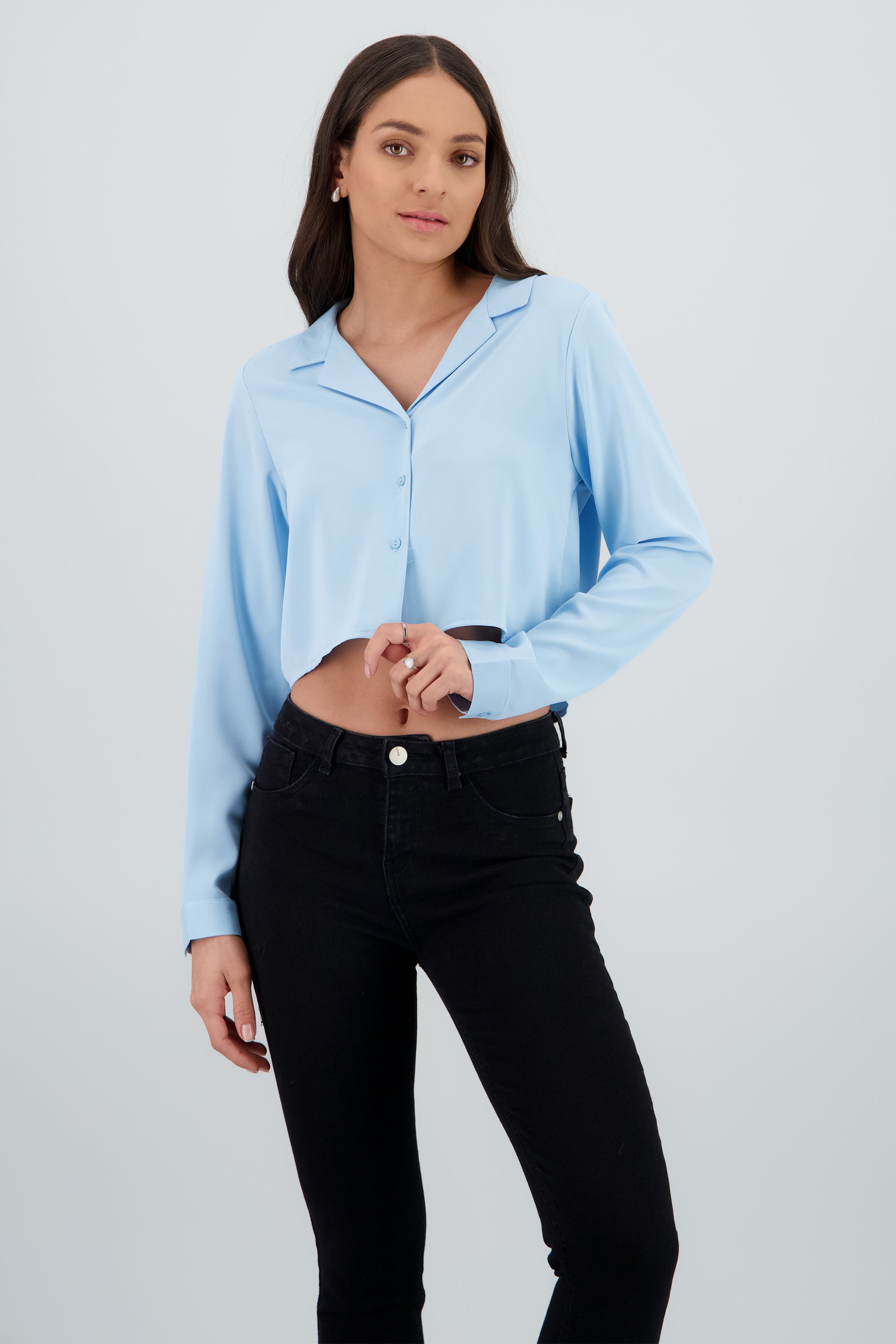 Camisa Lisa Manga Larga AZUL PASTEL