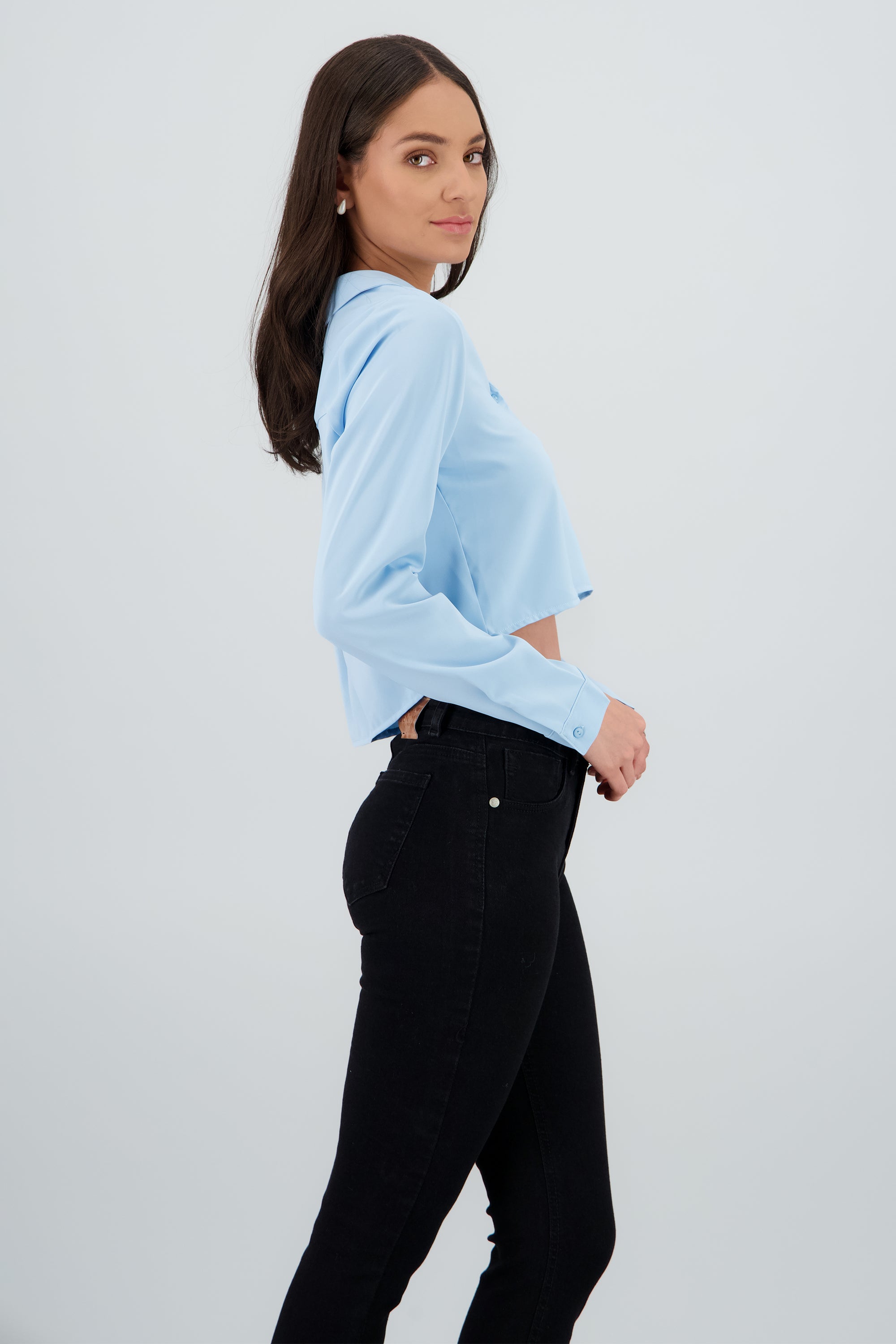 Camisa Lisa Manga Larga AZUL PASTEL