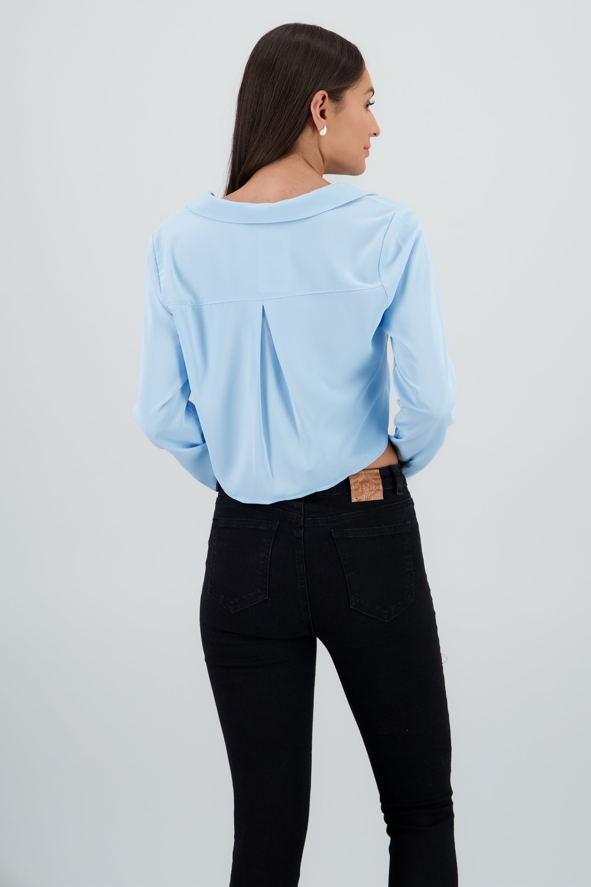 Camisa Lisa Manga Larga AZUL PASTEL