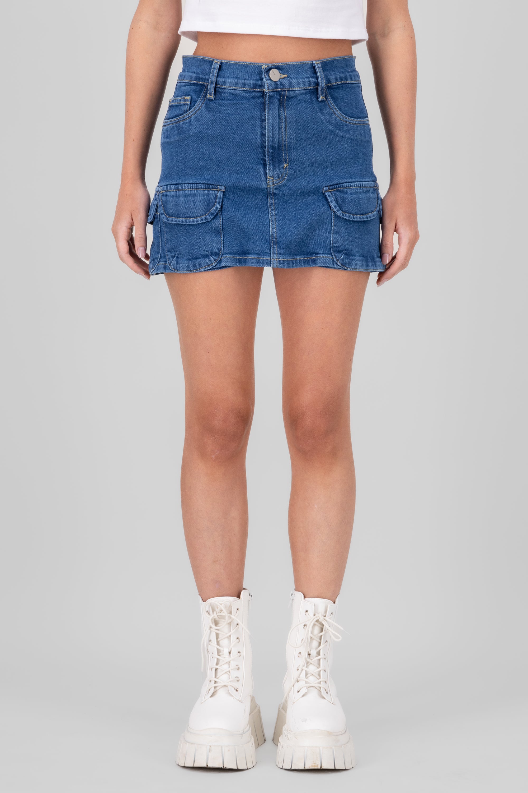 Short Skirt 3 Bags Medium Wash