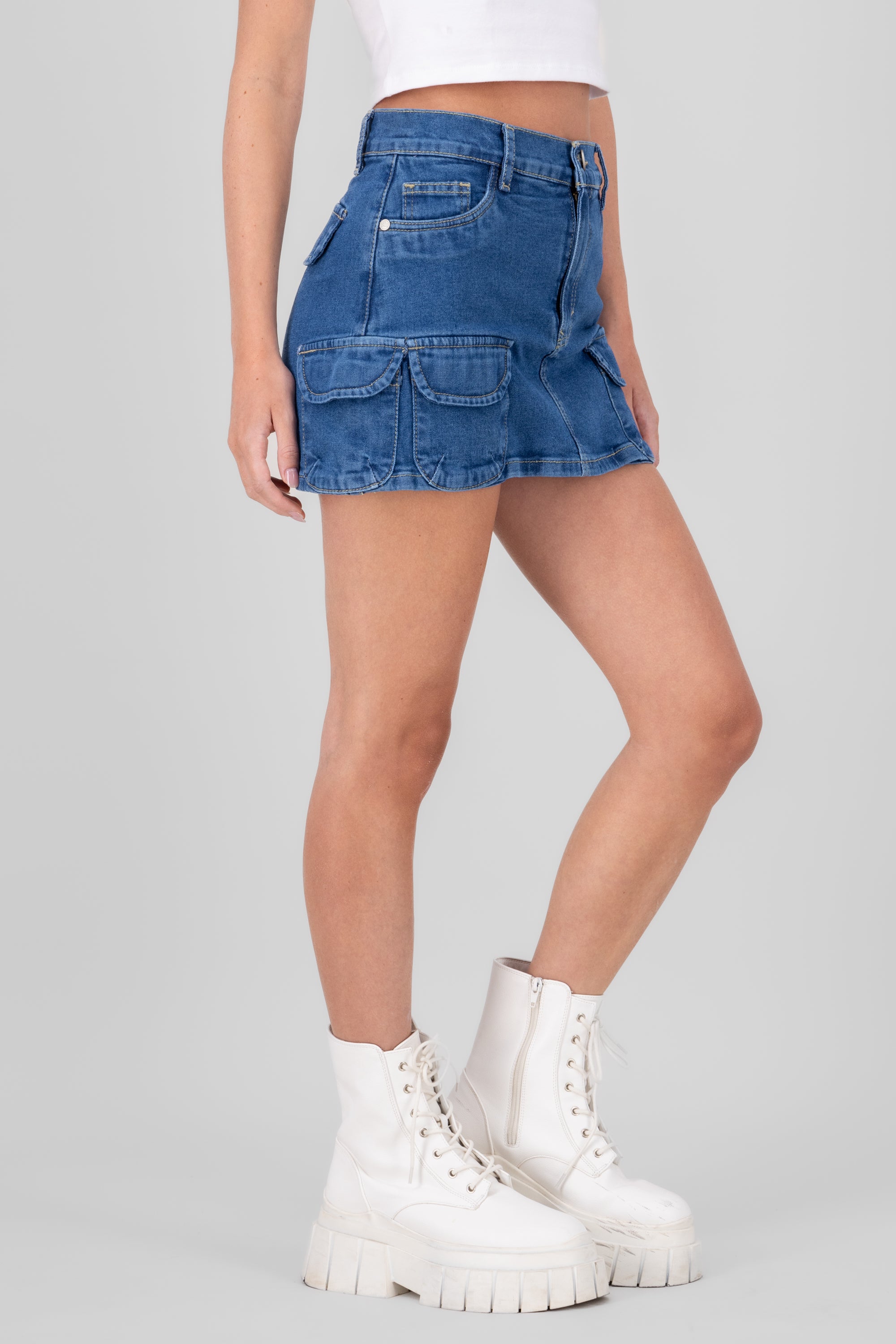 Short Skirt 3 Bags Medium Wash