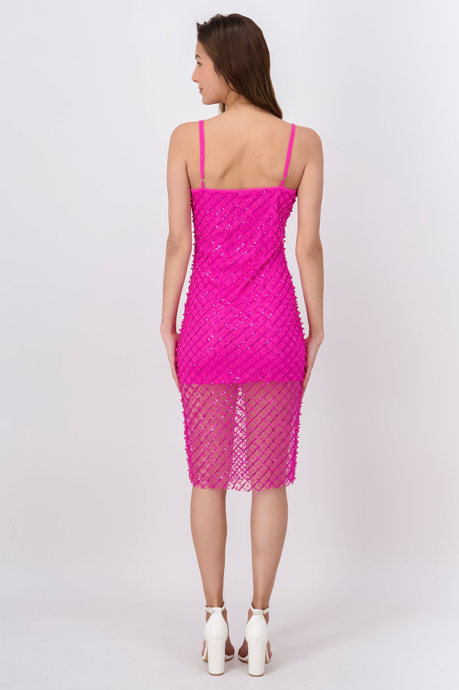 Vestido midi mesh lentejuelas FIUSHA