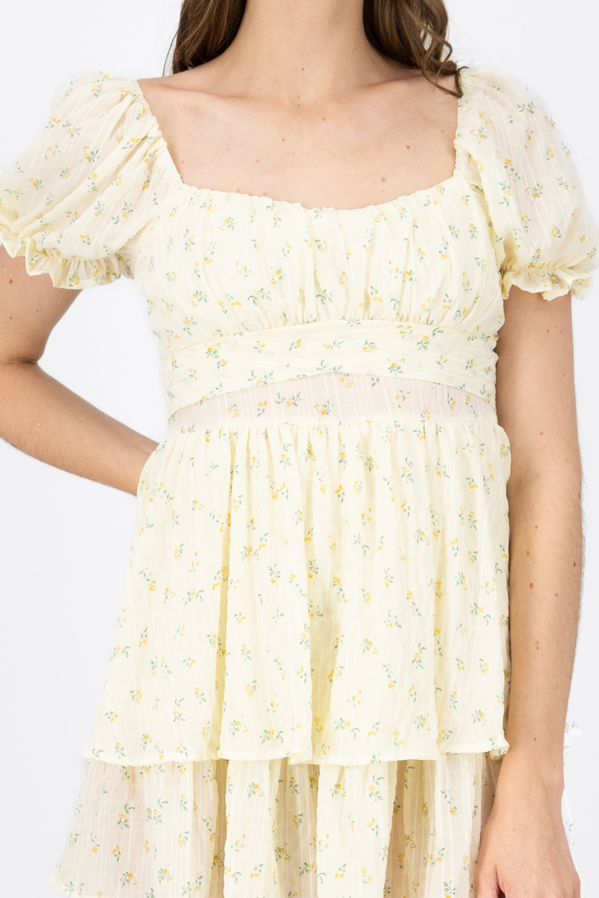 Vestido Oalnes Mini Flores AMARILLO