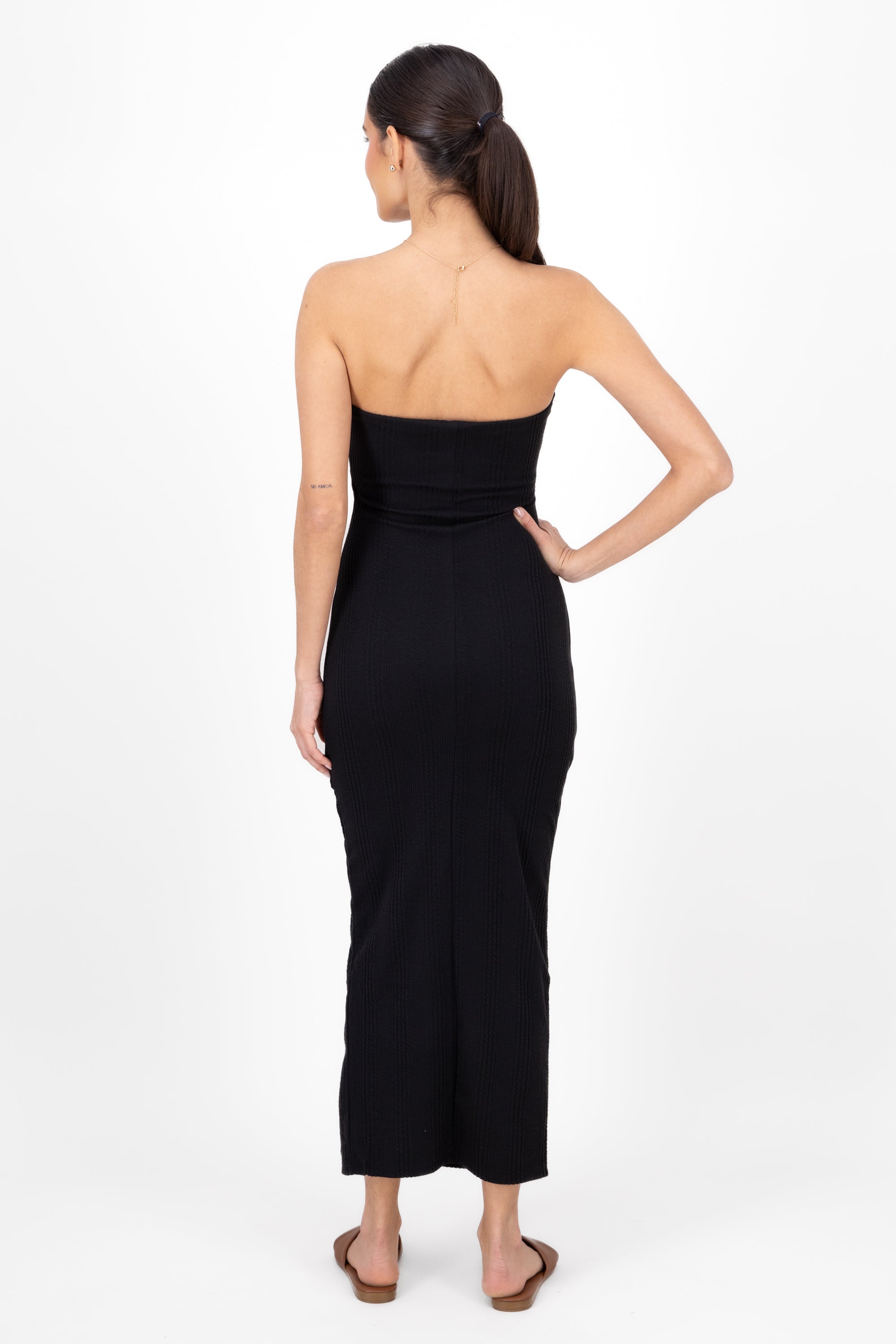 Strapless Texture Dress BLACK