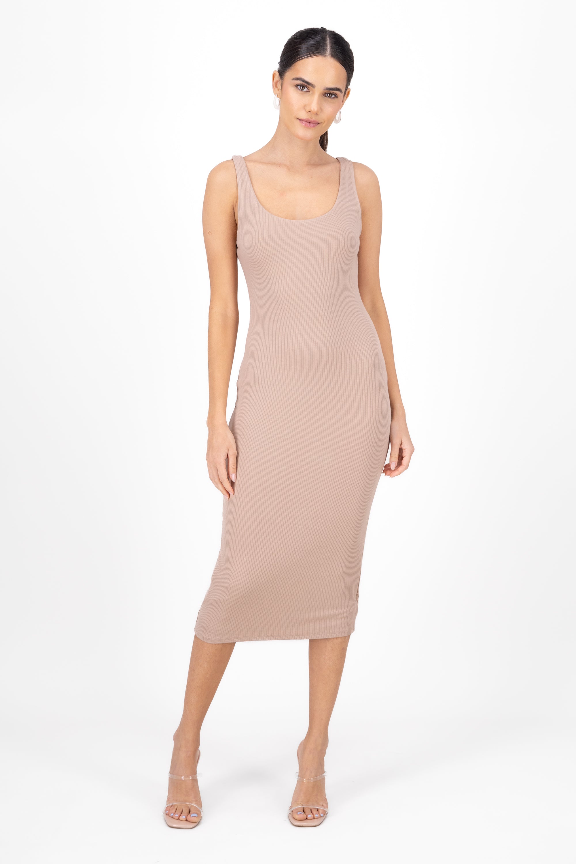 Double cloth midi dress Taupe