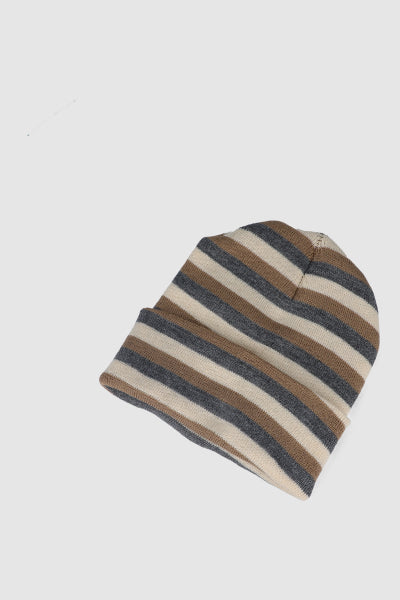 Gorro Tejido Detalle Lineas CAFE COMBO