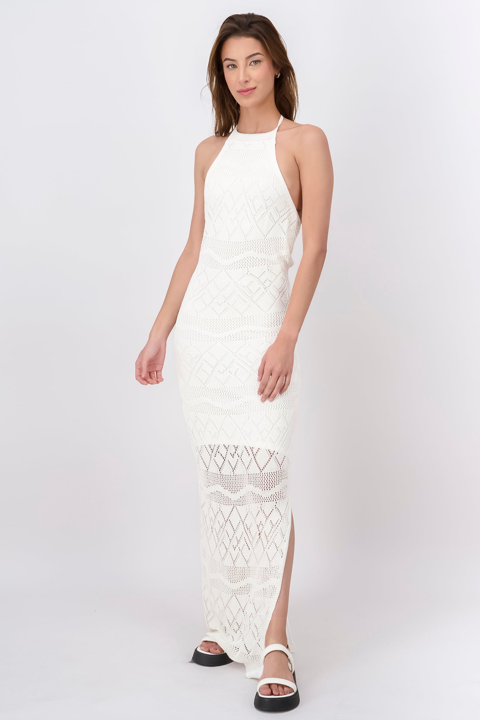 Maxi fabric dress WHITE