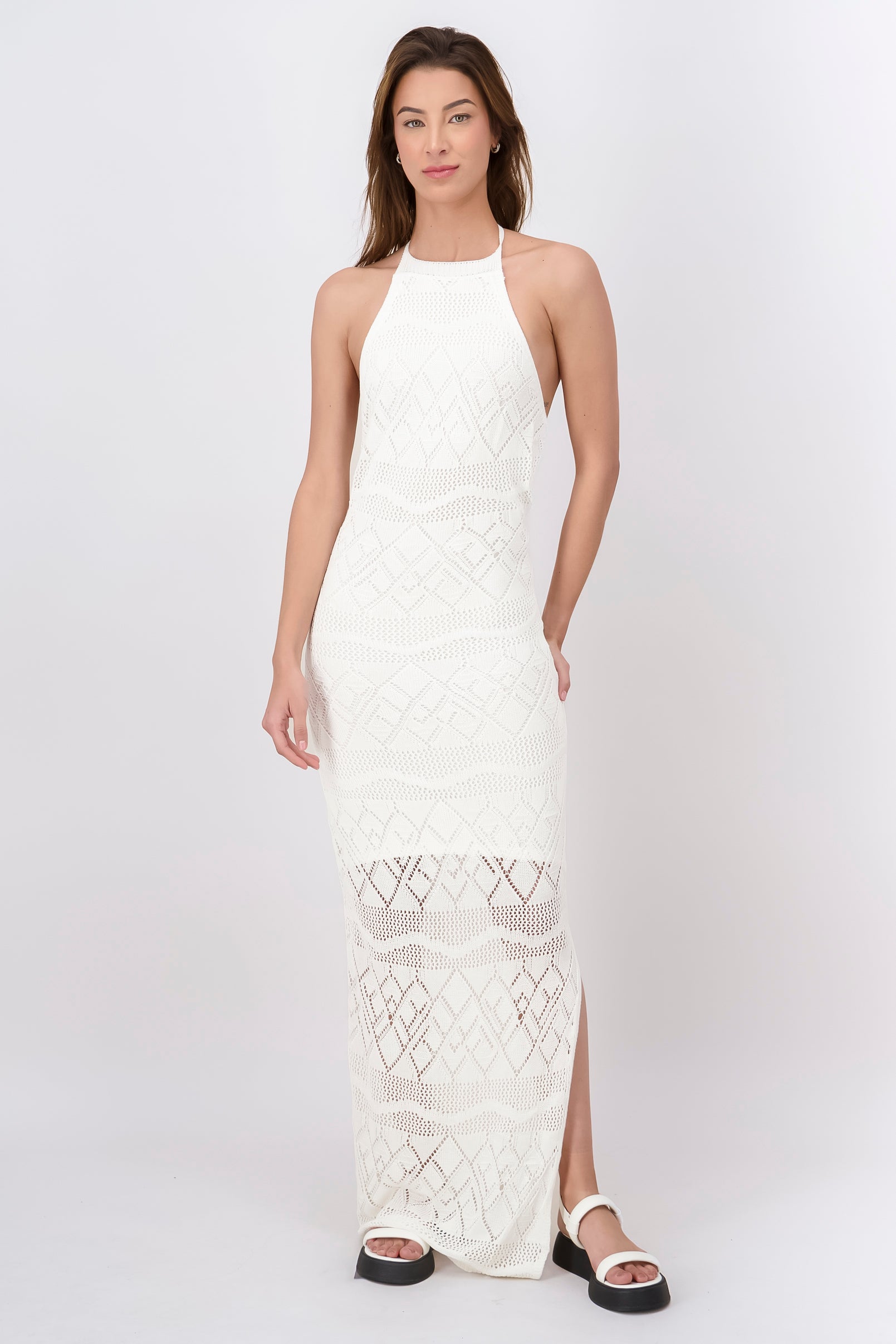 Maxi fabric dress WHITE