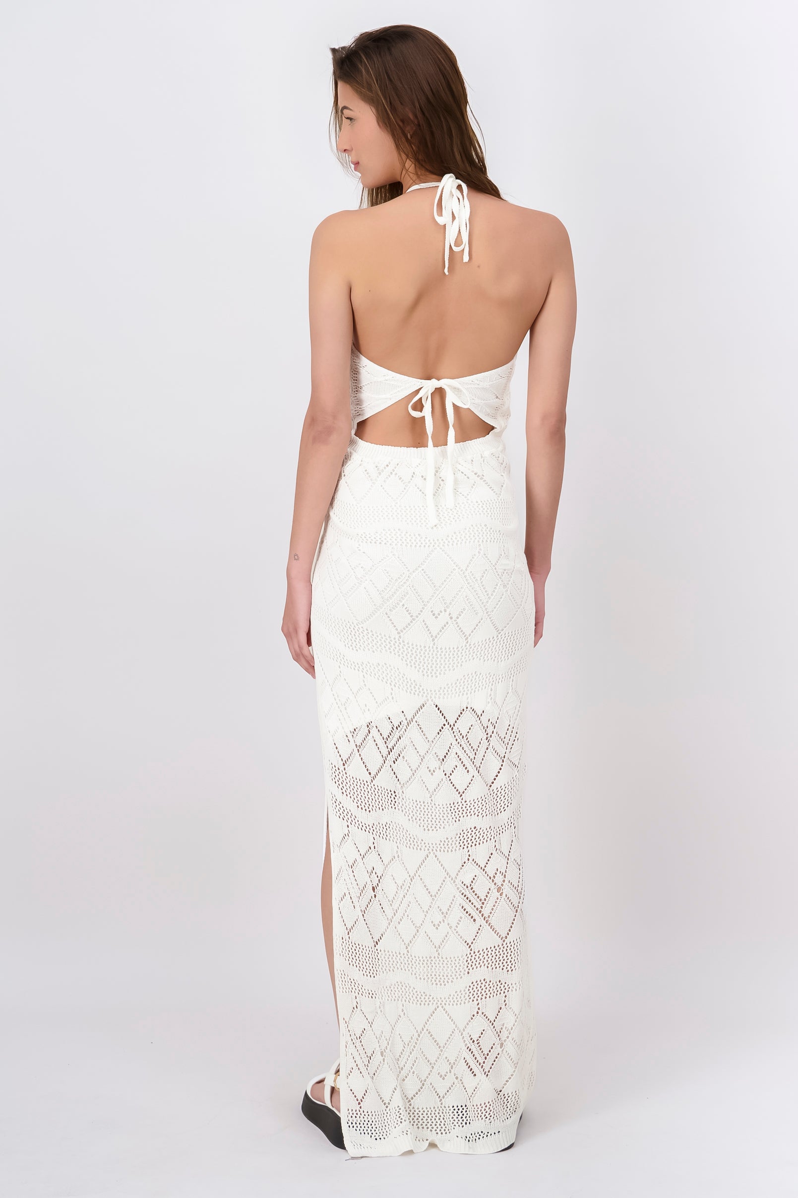 Maxi fabric dress WHITE