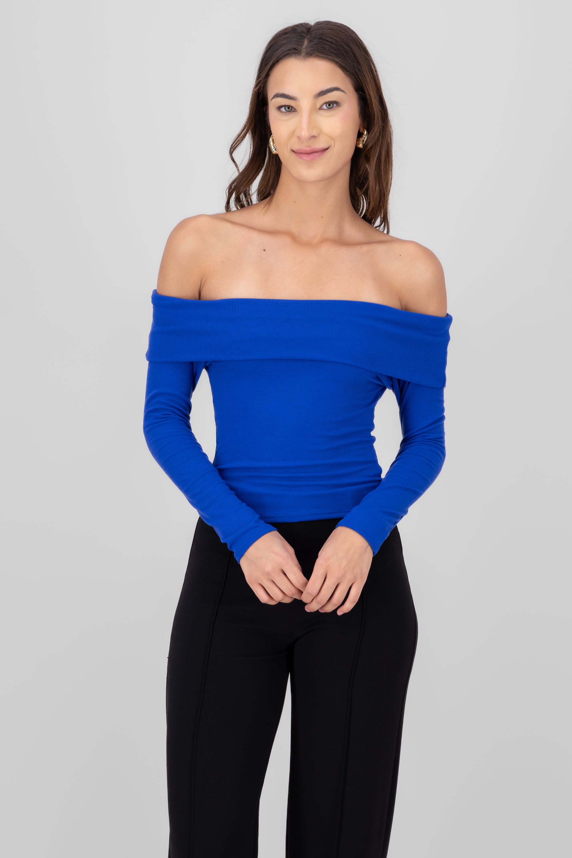 Top Rib Long Sleeing Shoulder King blue
