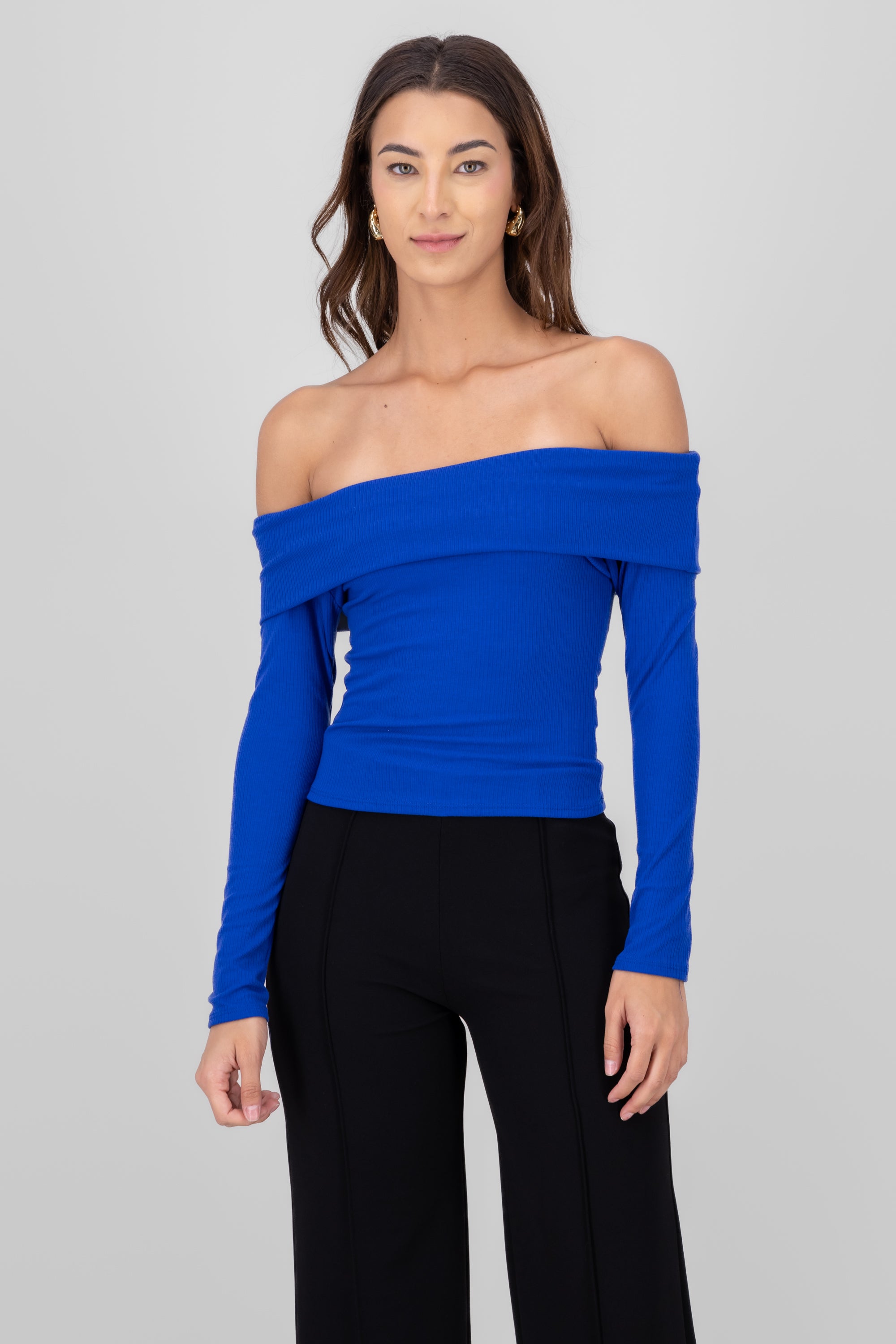 Top Rib Long Sleeing Shoulder King blue