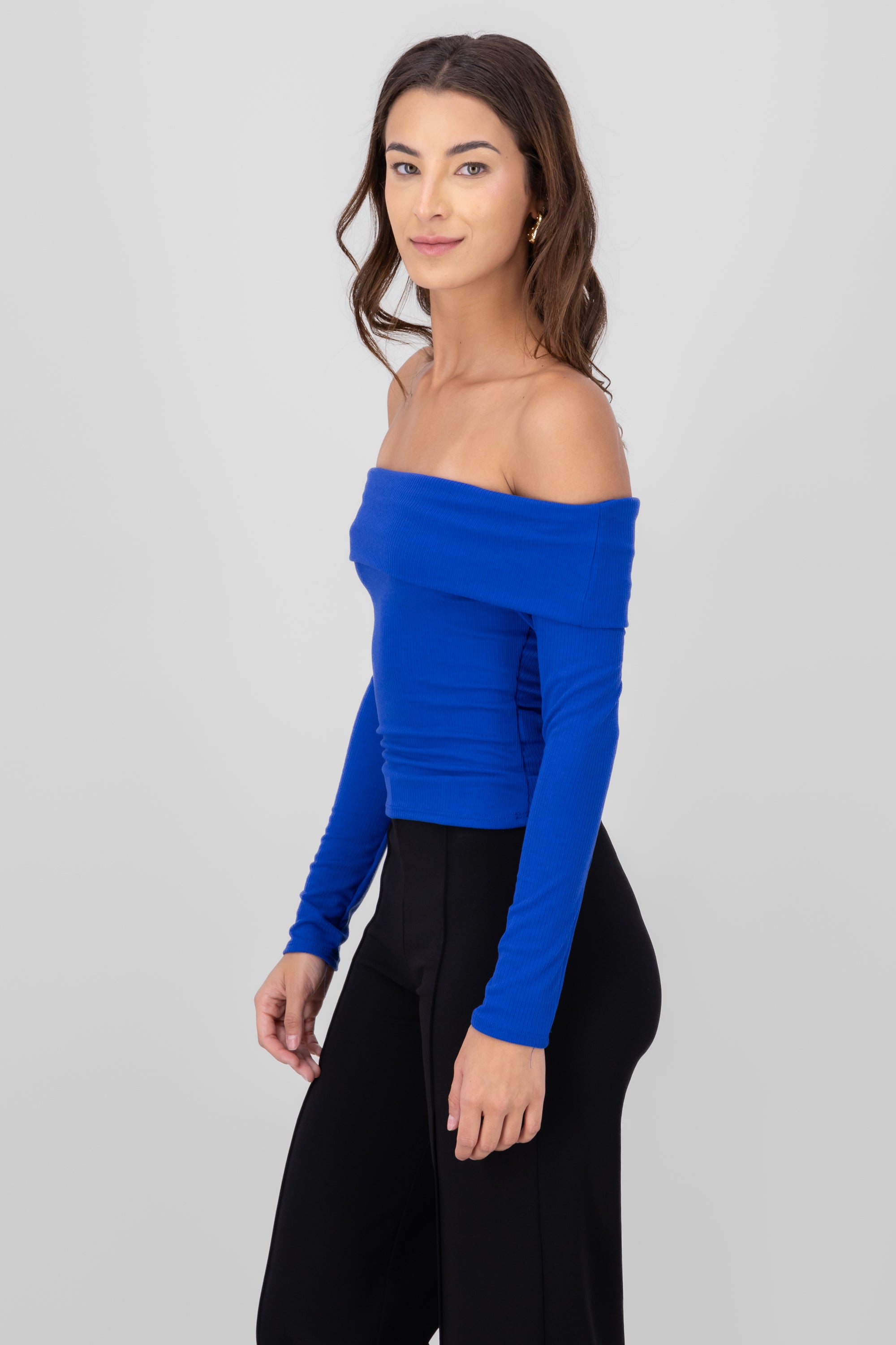Top Rib Long Sleeing Shoulder King blue