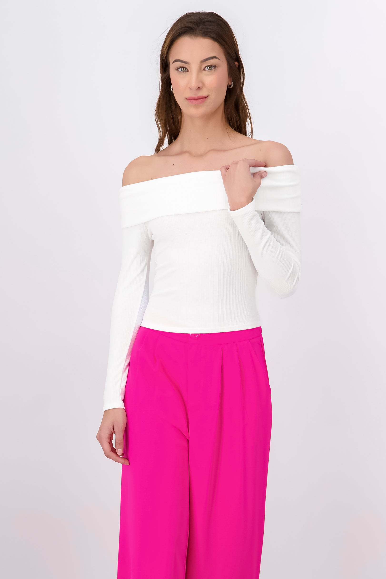 Top Rib Long Sleeing Shoulder WHITE