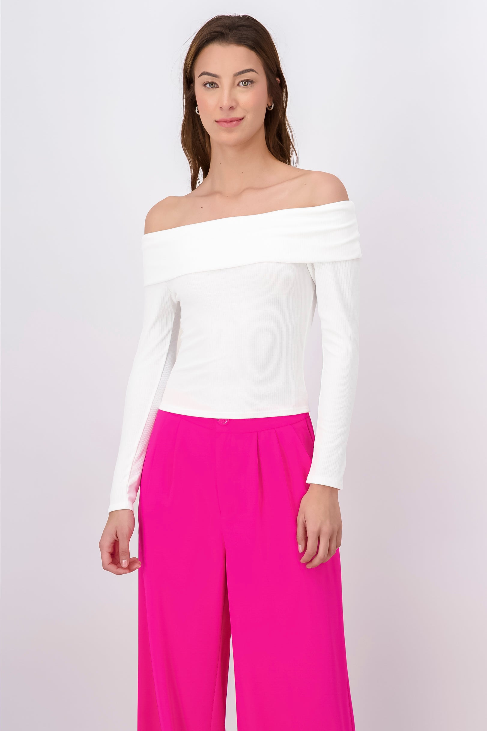 Top Rib Long Sleeing Shoulder WHITE