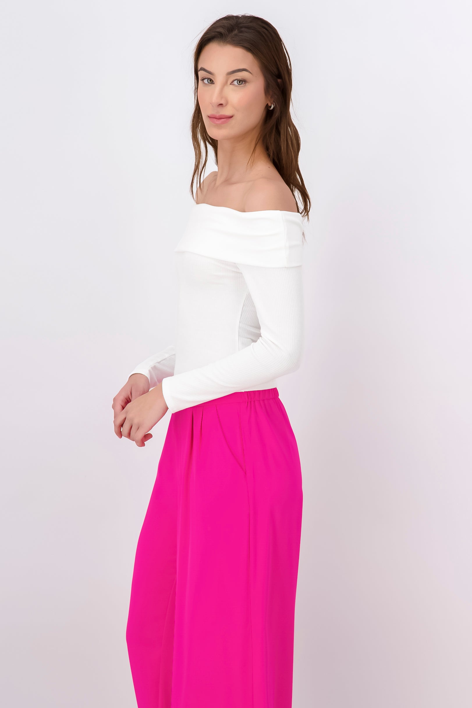 Top Rib Long Sleeing Shoulder WHITE