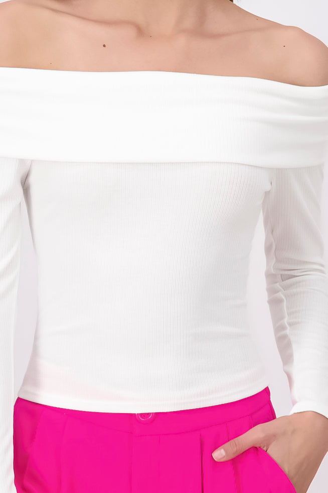 Top Rib Long Sleeing Shoulder WHITE