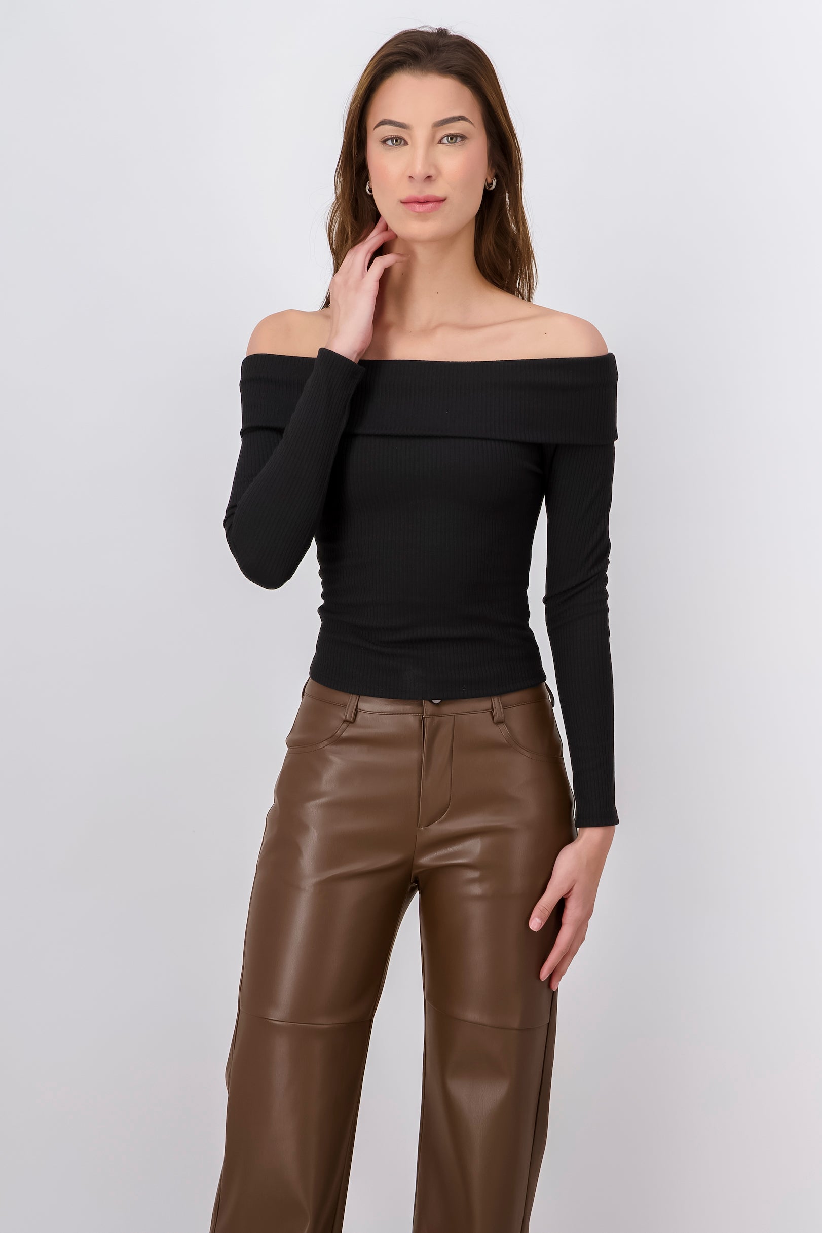 Top Rib Long Sleeing Shoulder BLACK