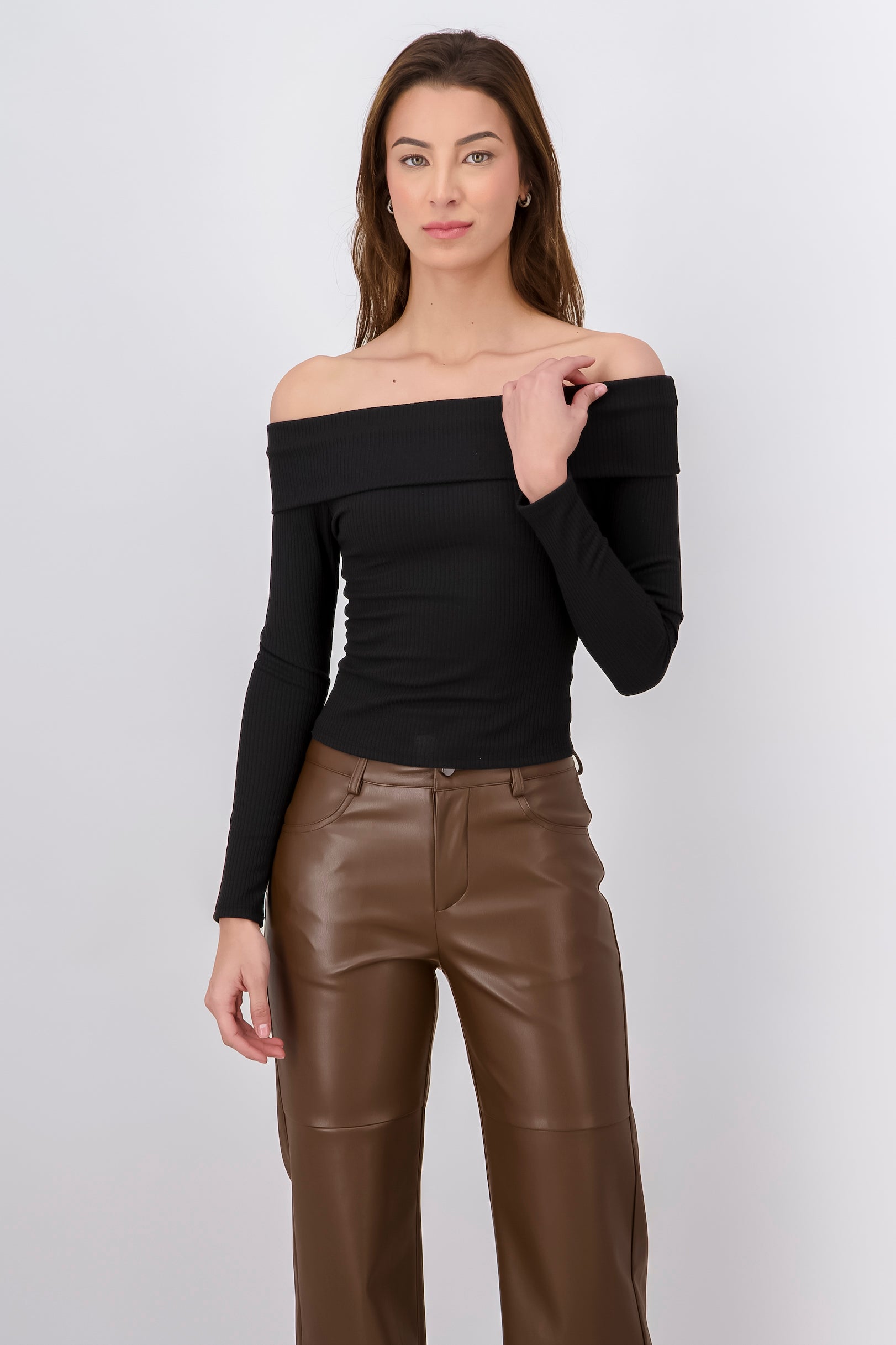Top Rib Long Sleeing Shoulder BLACK