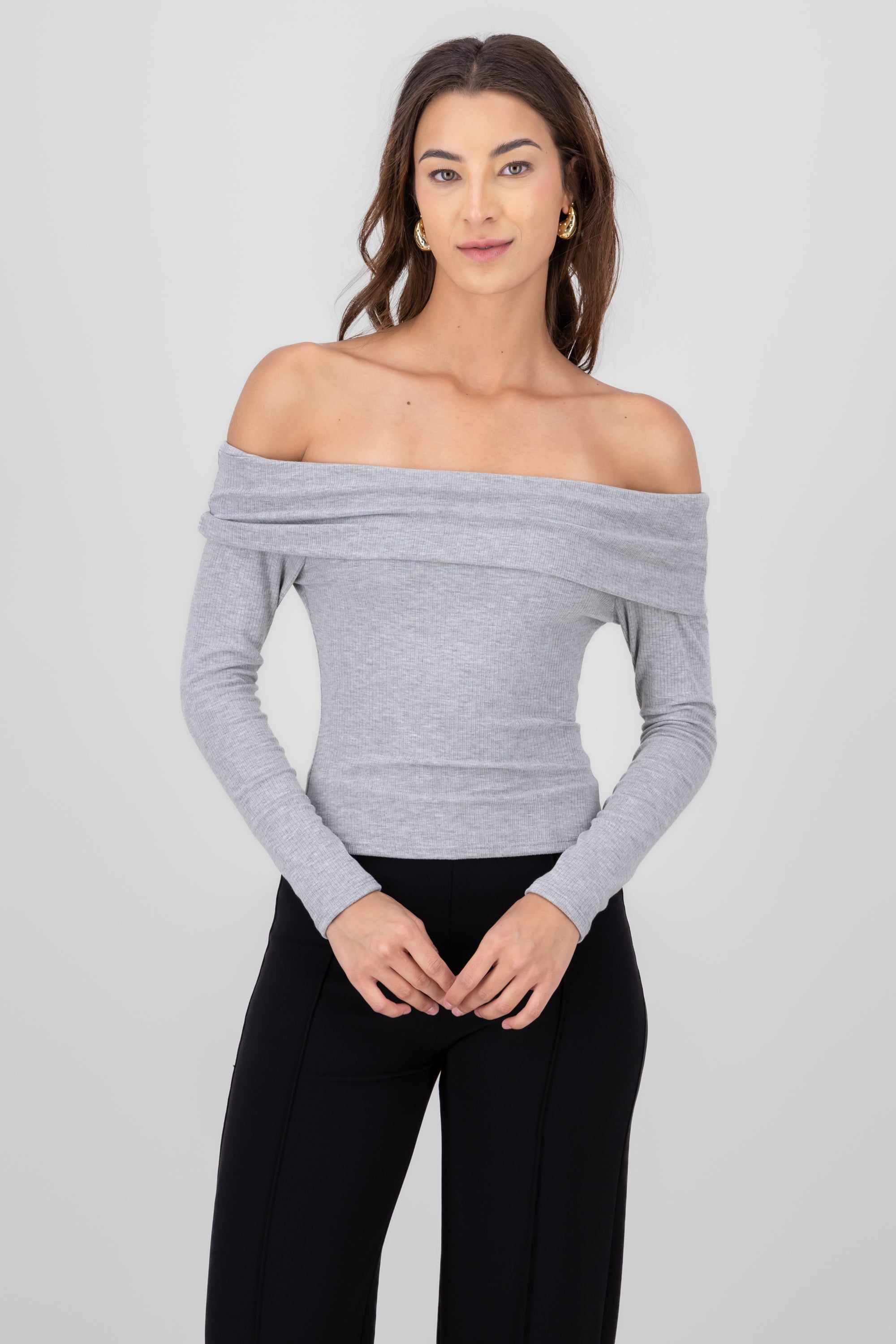 Top Rib Long Sleeing Shoulder GREY
