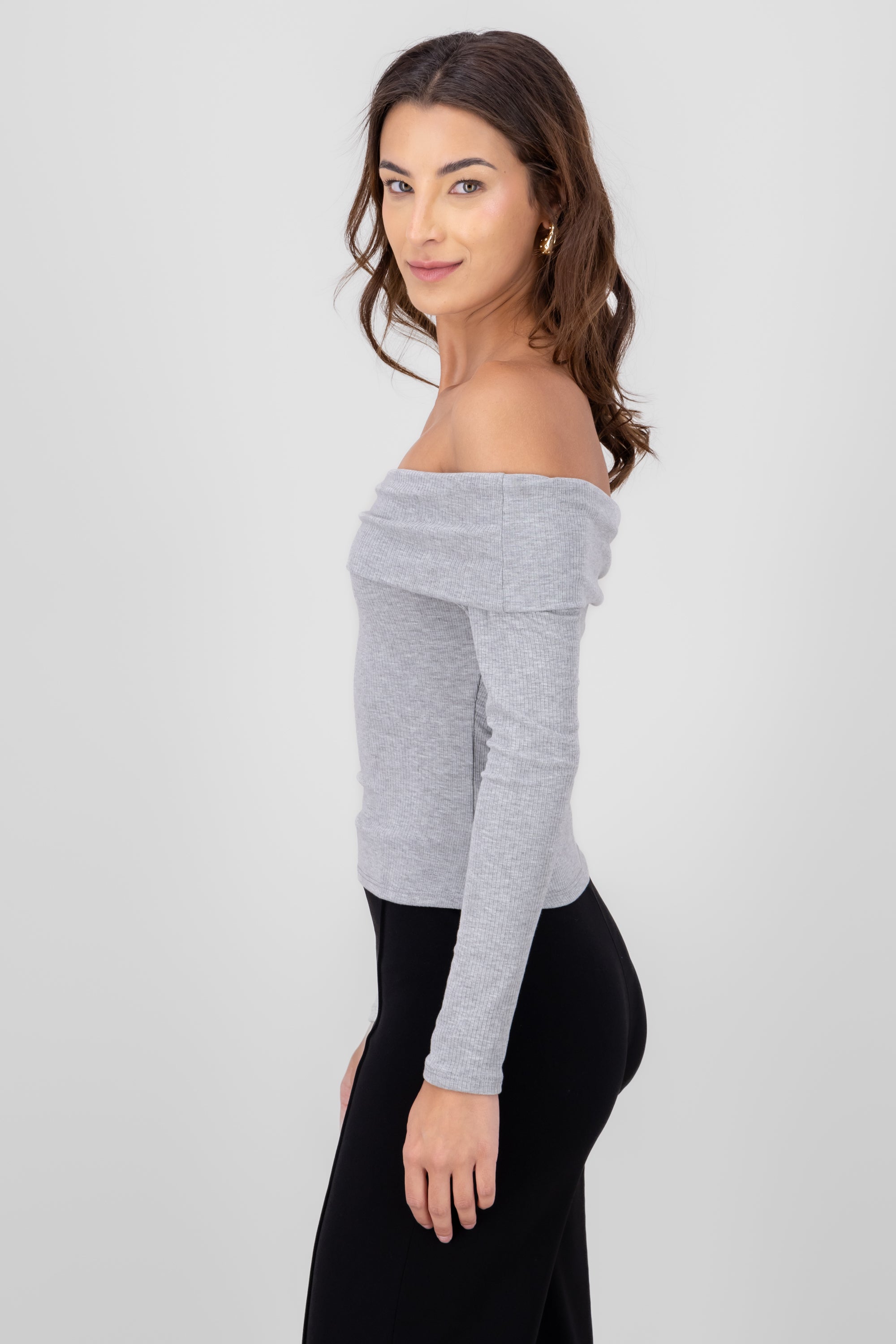 Top Rib Long Sleeing Shoulder GREY