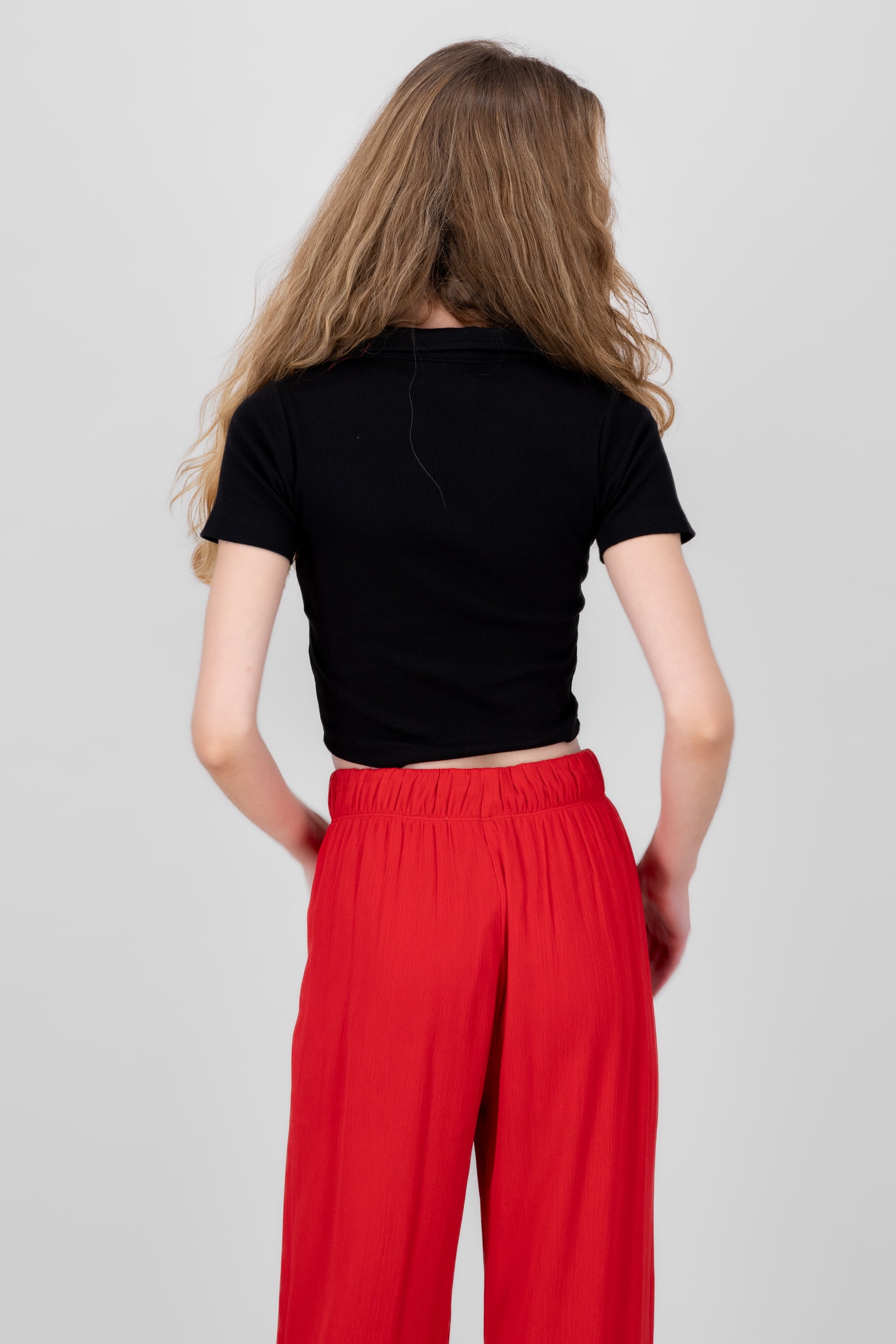 Top Rib Cuello Polo Liso NEGRO