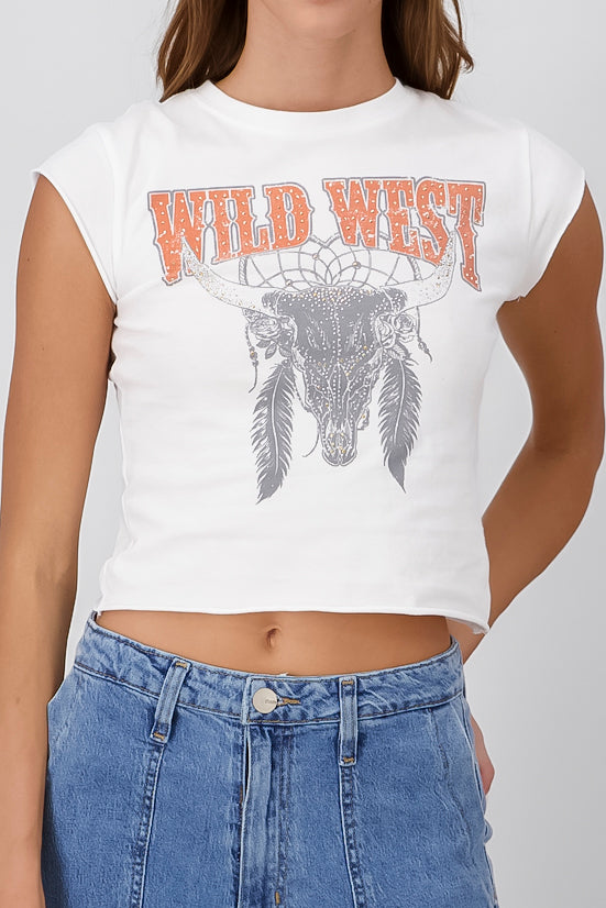 Top wild west brillos BLANCO
