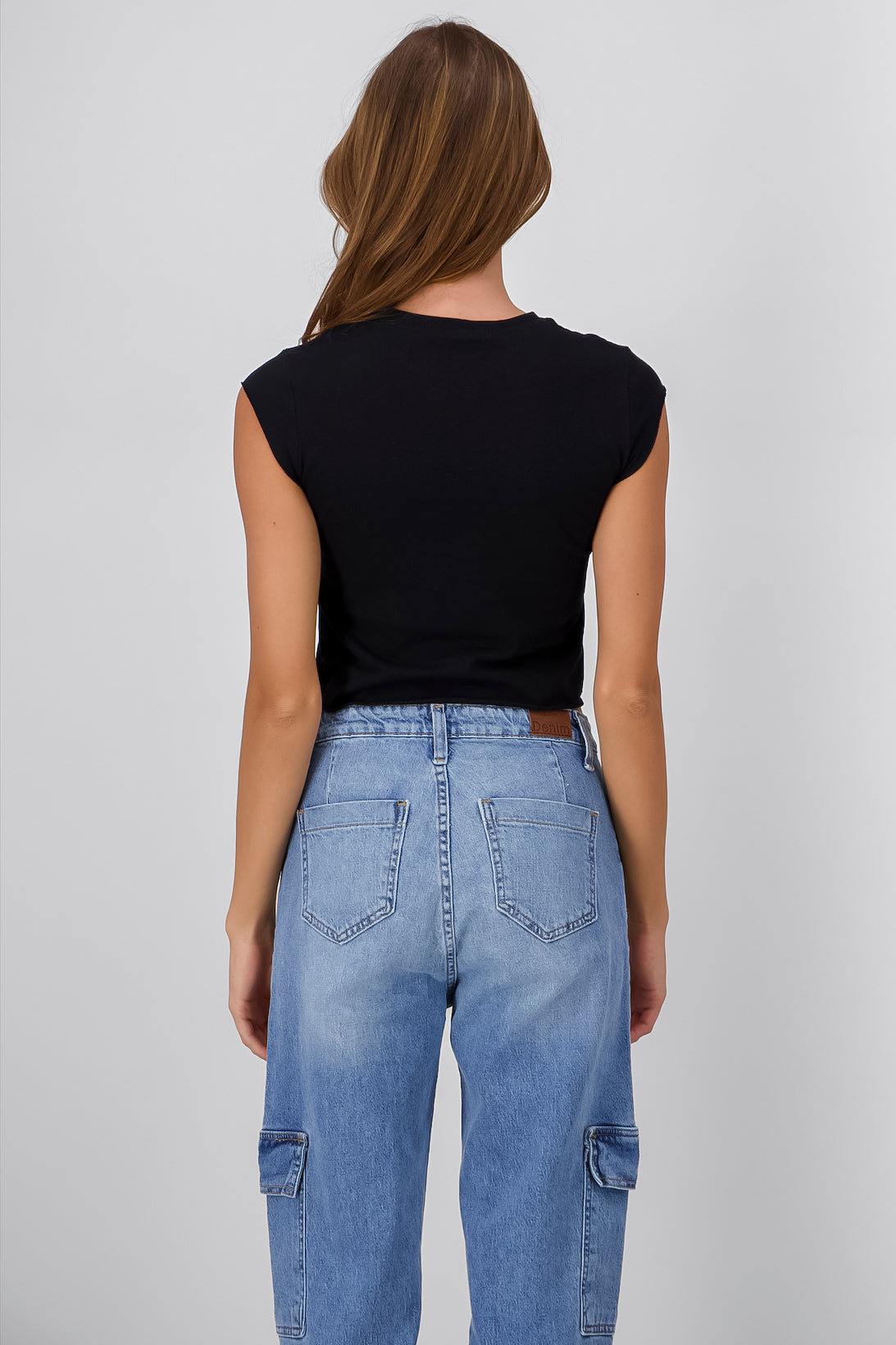 Top miami efecto foil NEGRO
