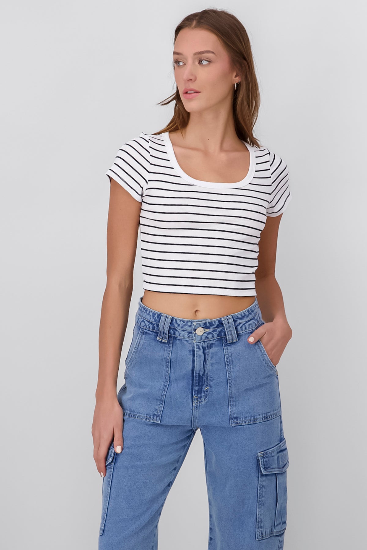 Short shirt stripes White Combo