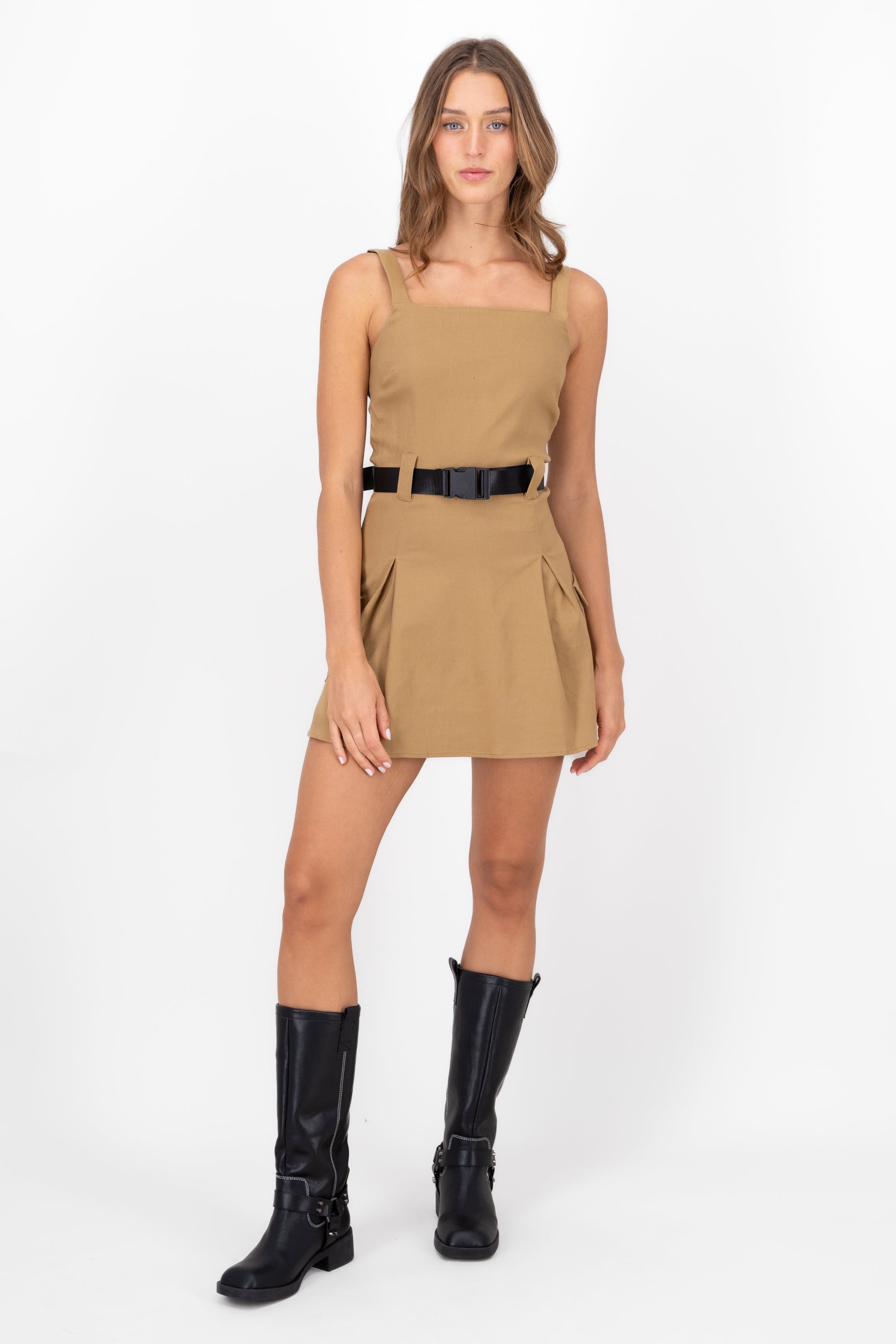 Vestido Estilo Cargo Con Cinturon KHAKI