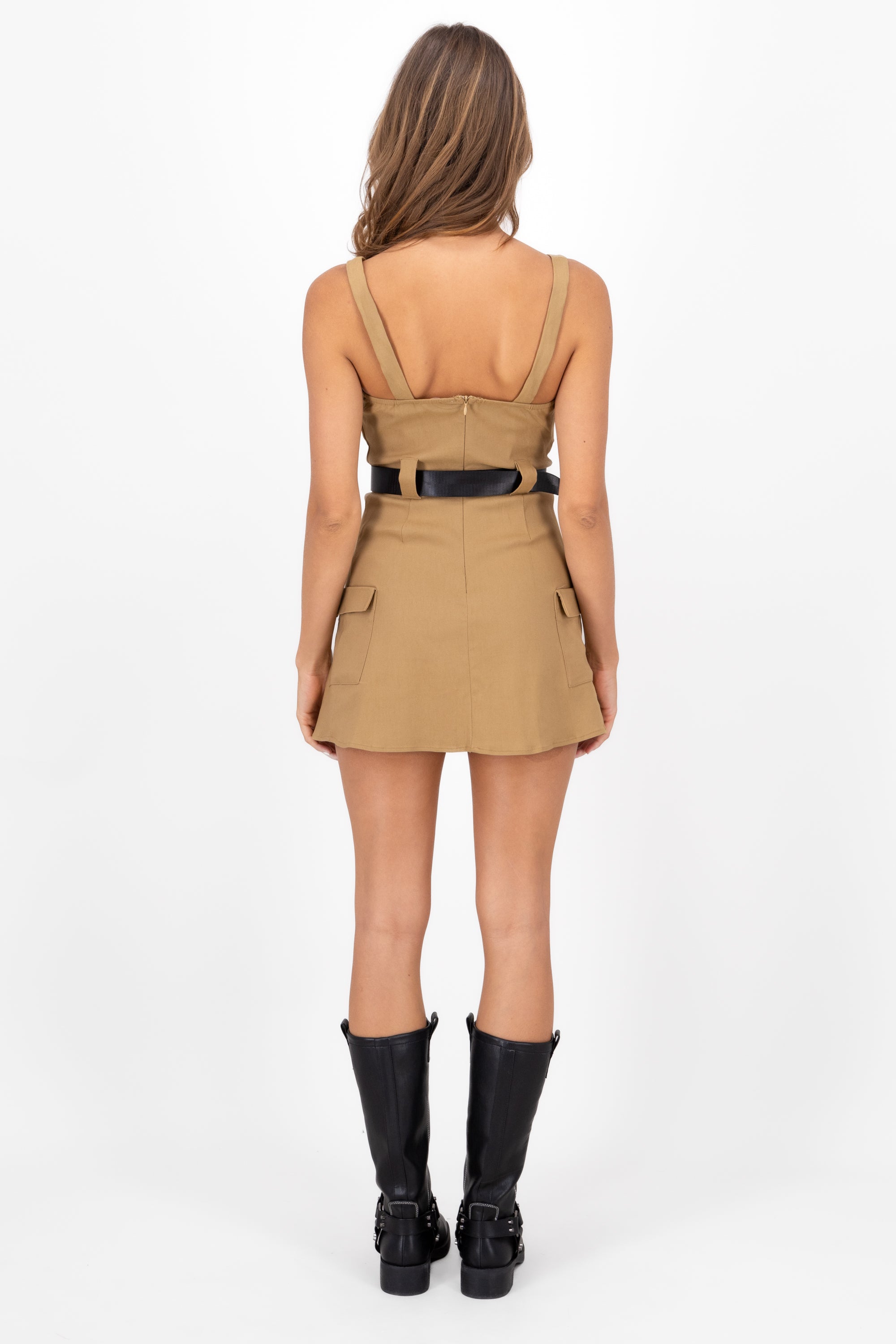 Vestido Estilo Cargo Con Cinturon KHAKI