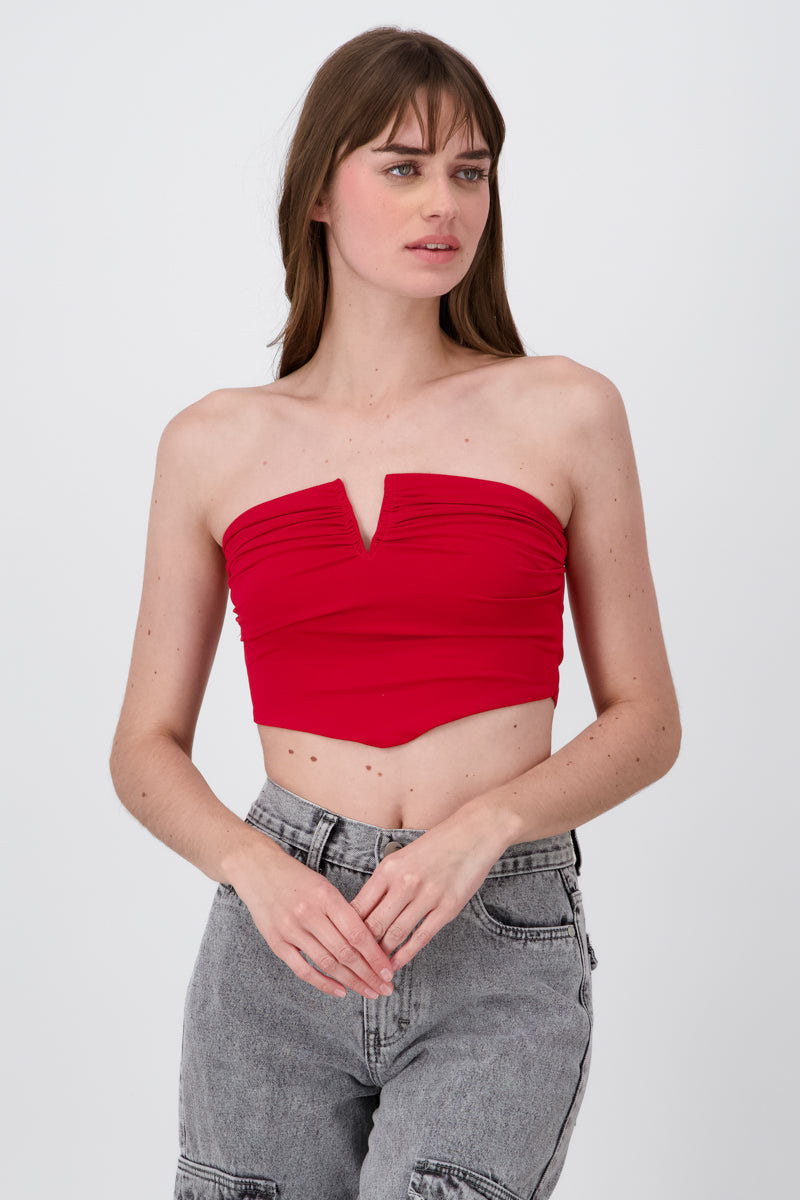 Top Strappless Detalle Varilla ROJO