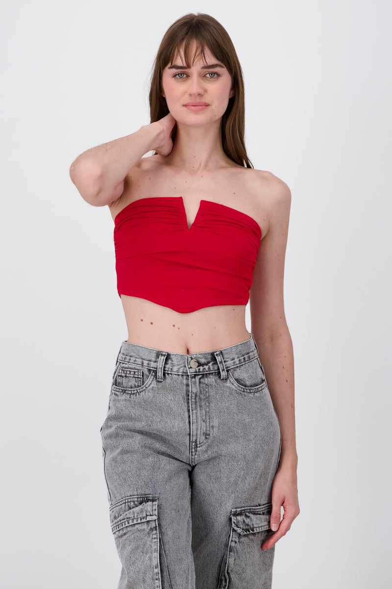 Top Strappless Detalle Varilla ROJO