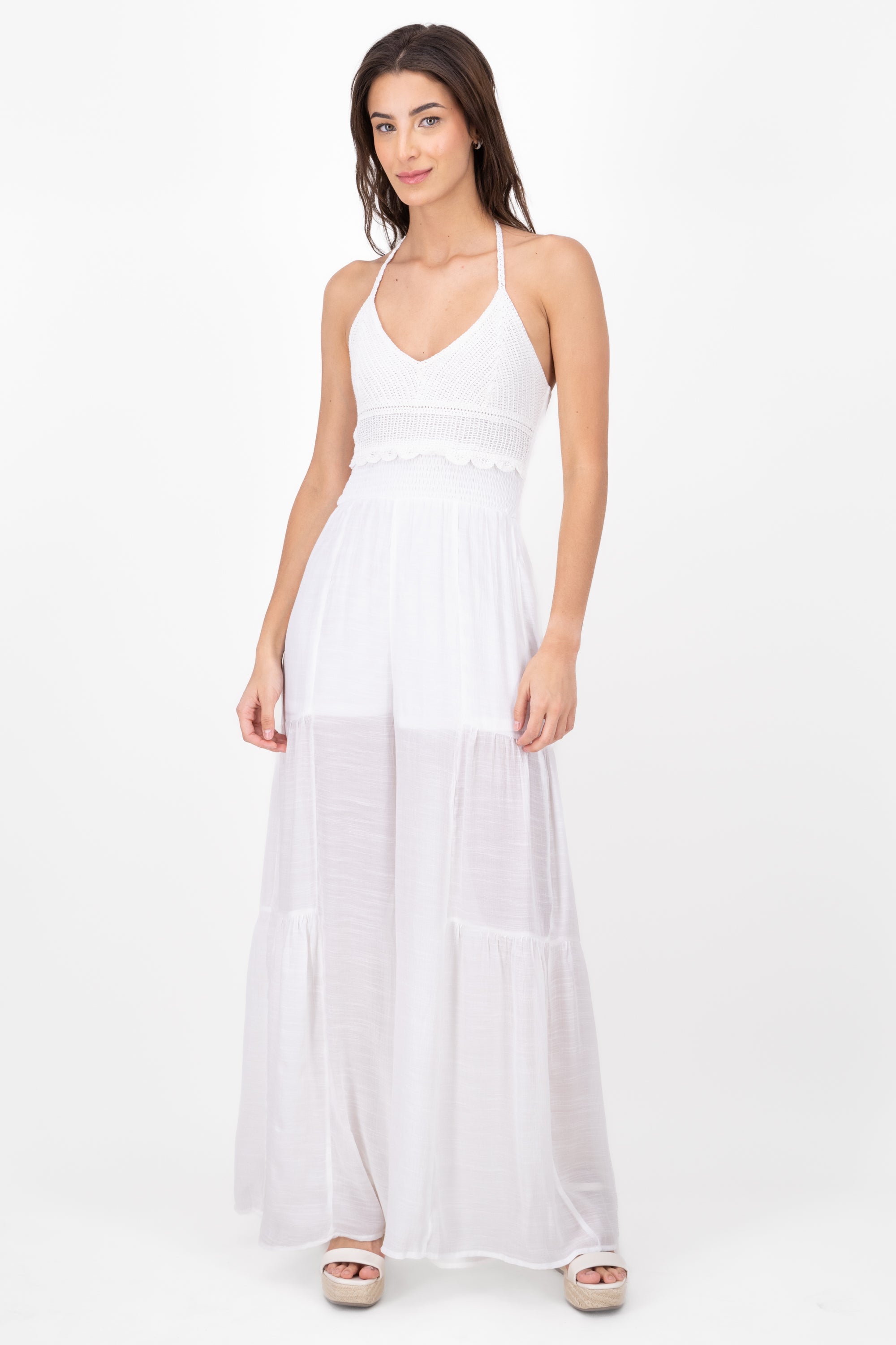 Jumpsuit lino crochet BLANCO