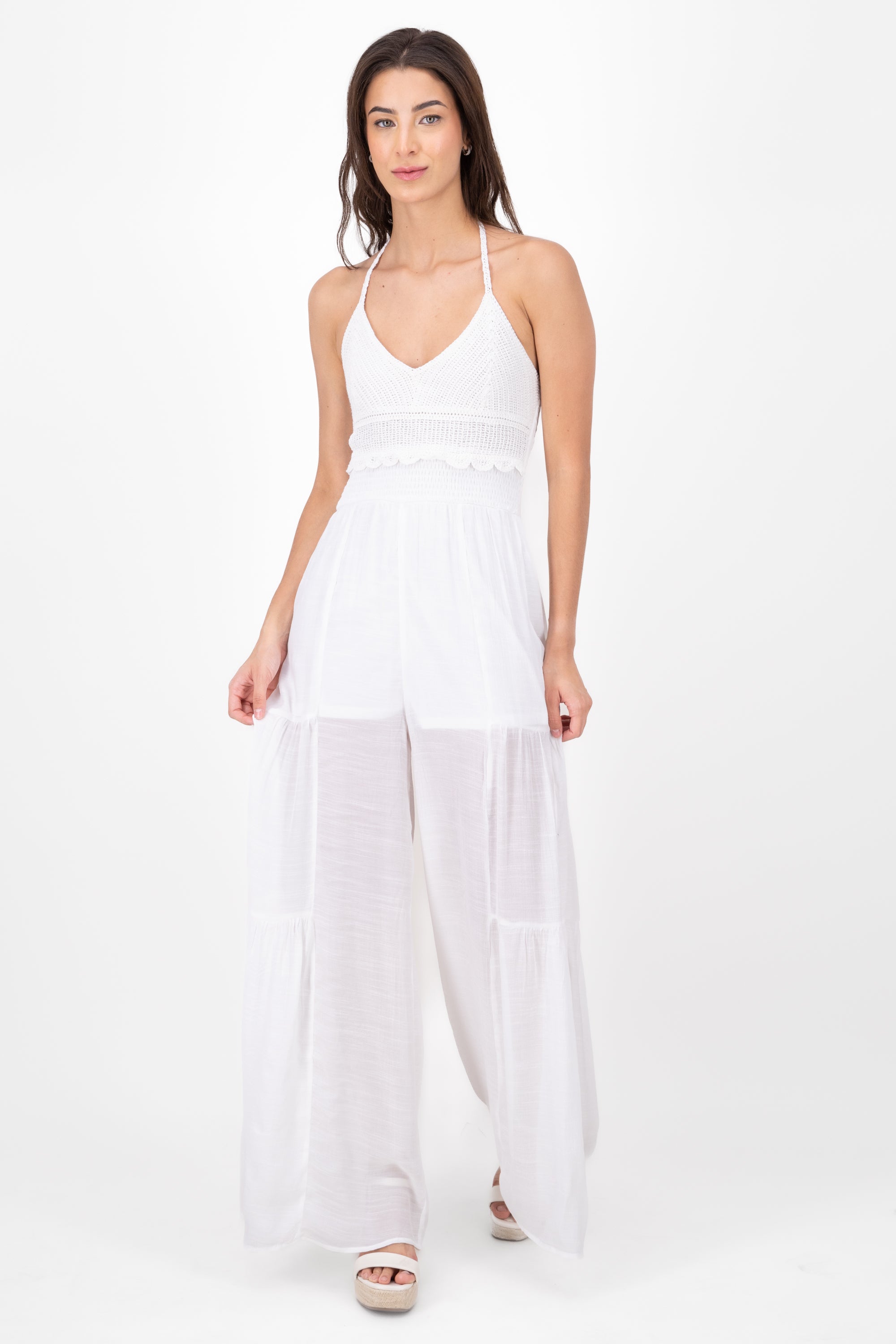 Jumpsuit lino crochet BLANCO