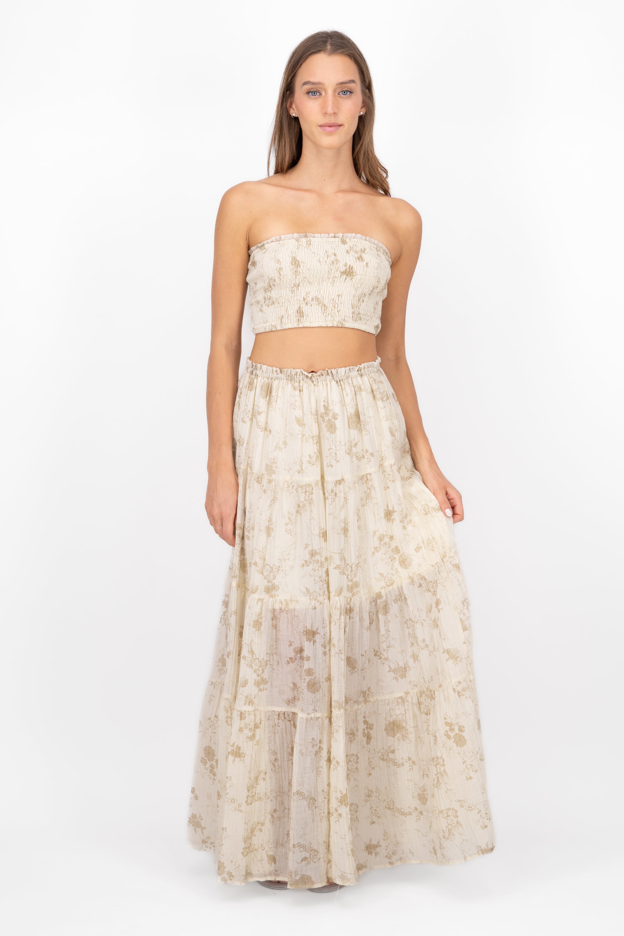 Falda Maxi Estampada CREMA