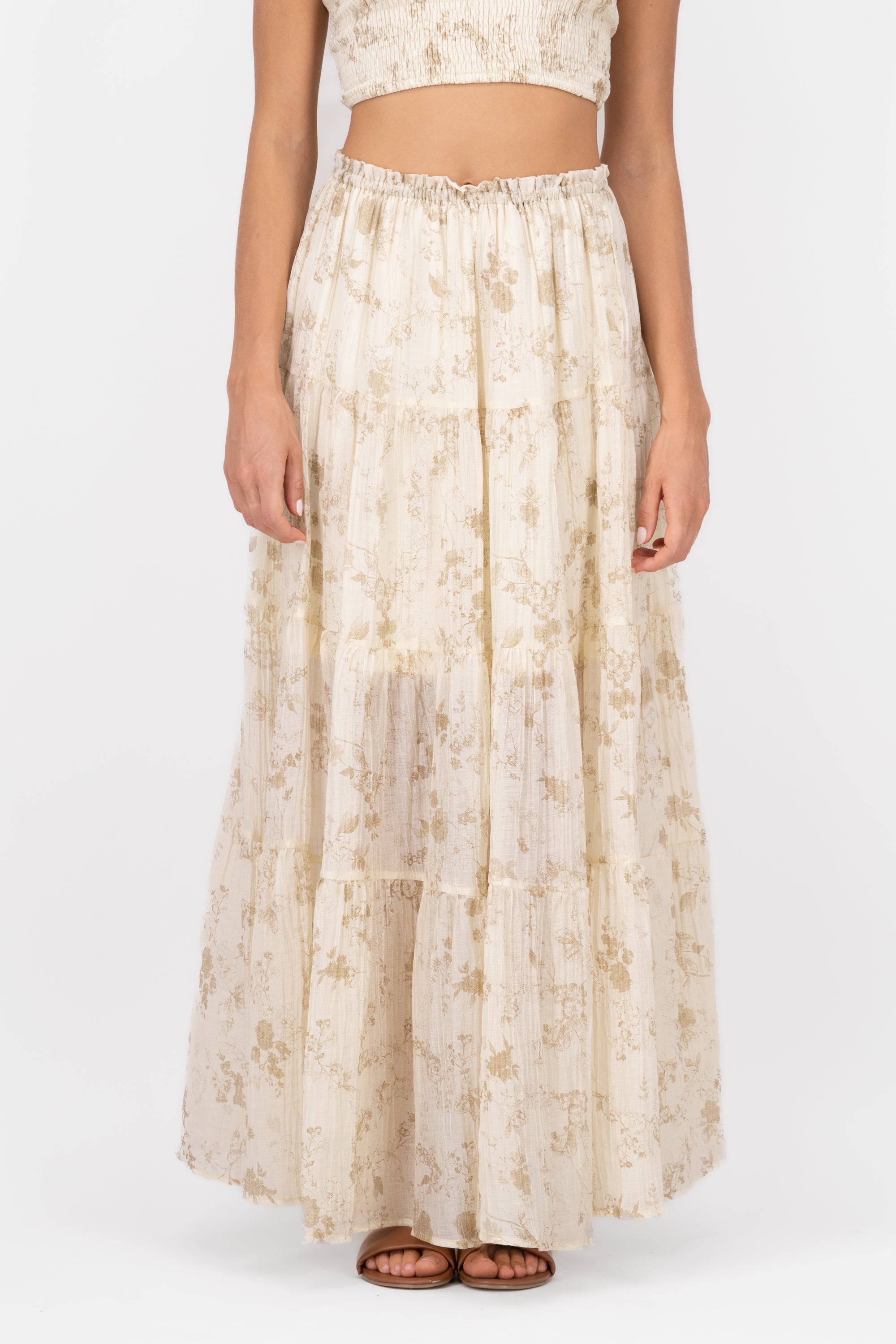 Falda Maxi Estampada CREMA