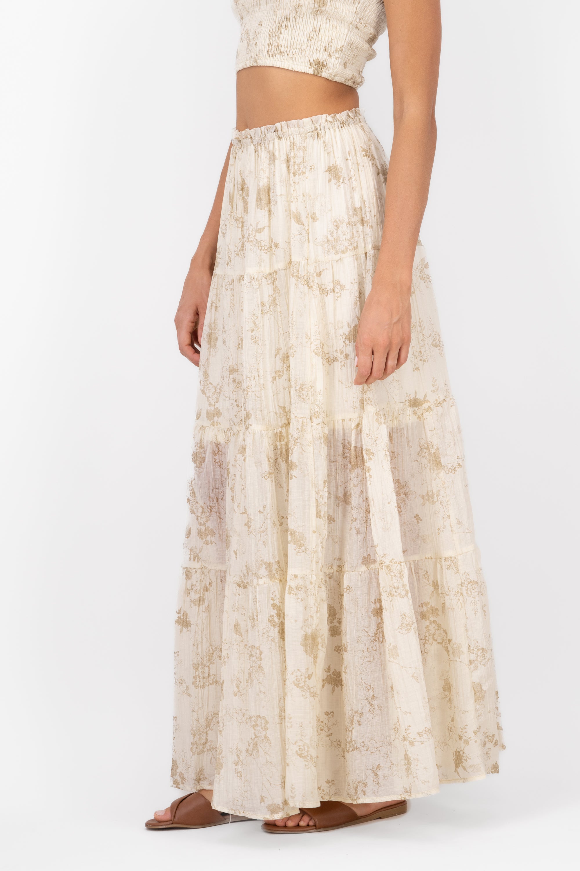 Falda Maxi Estampada CREMA