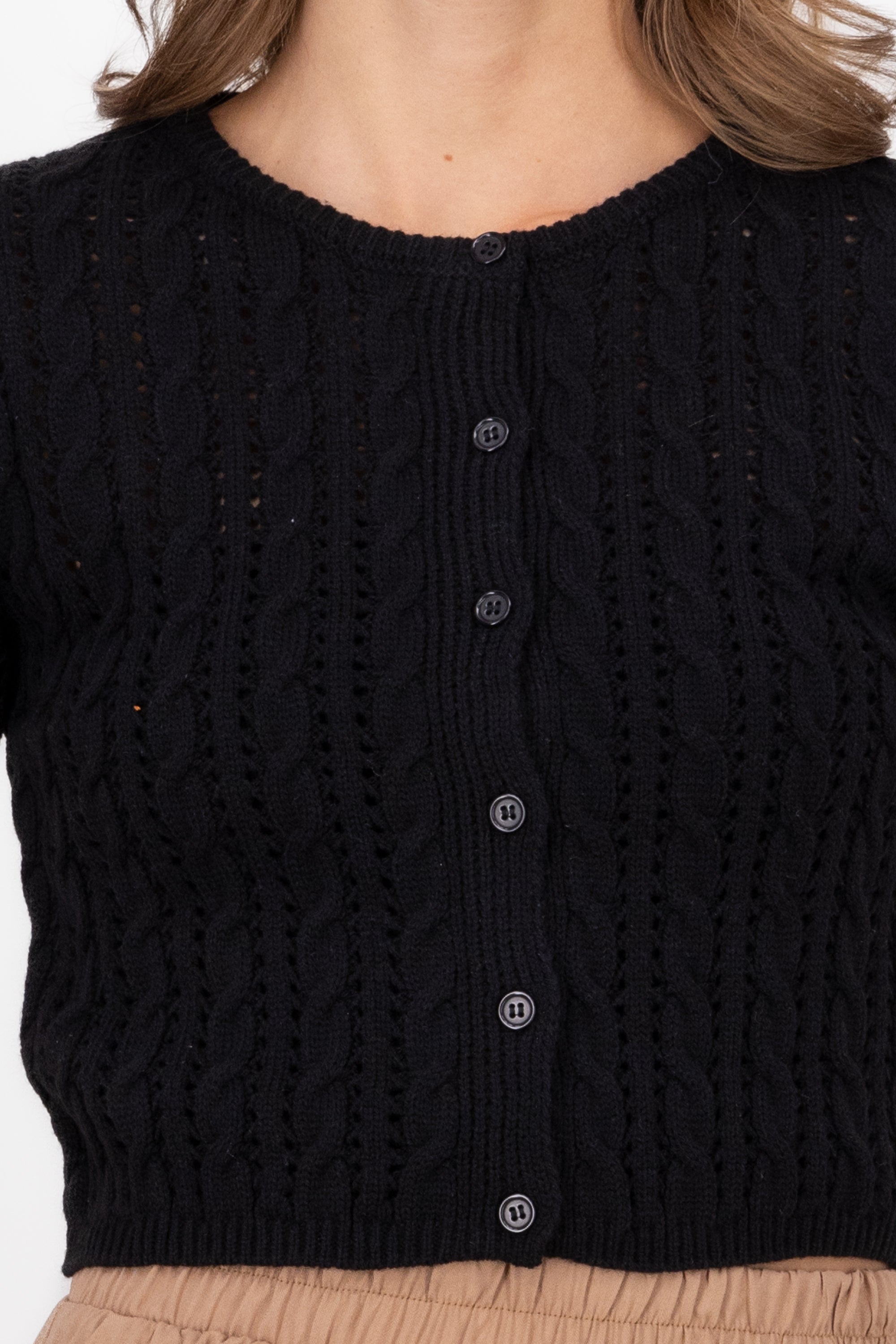 Cardigan smooth tissue BLACK