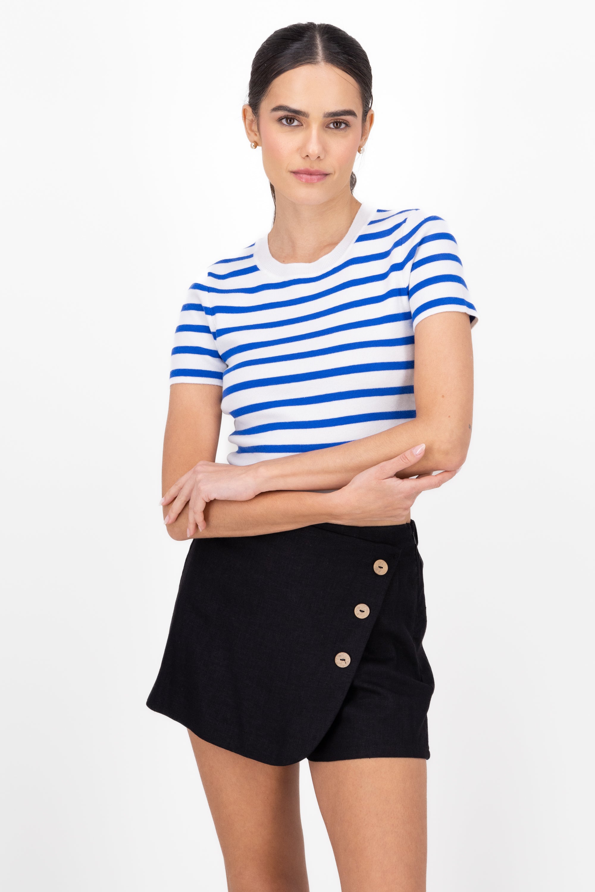 Top Short Manga stripes BLUE