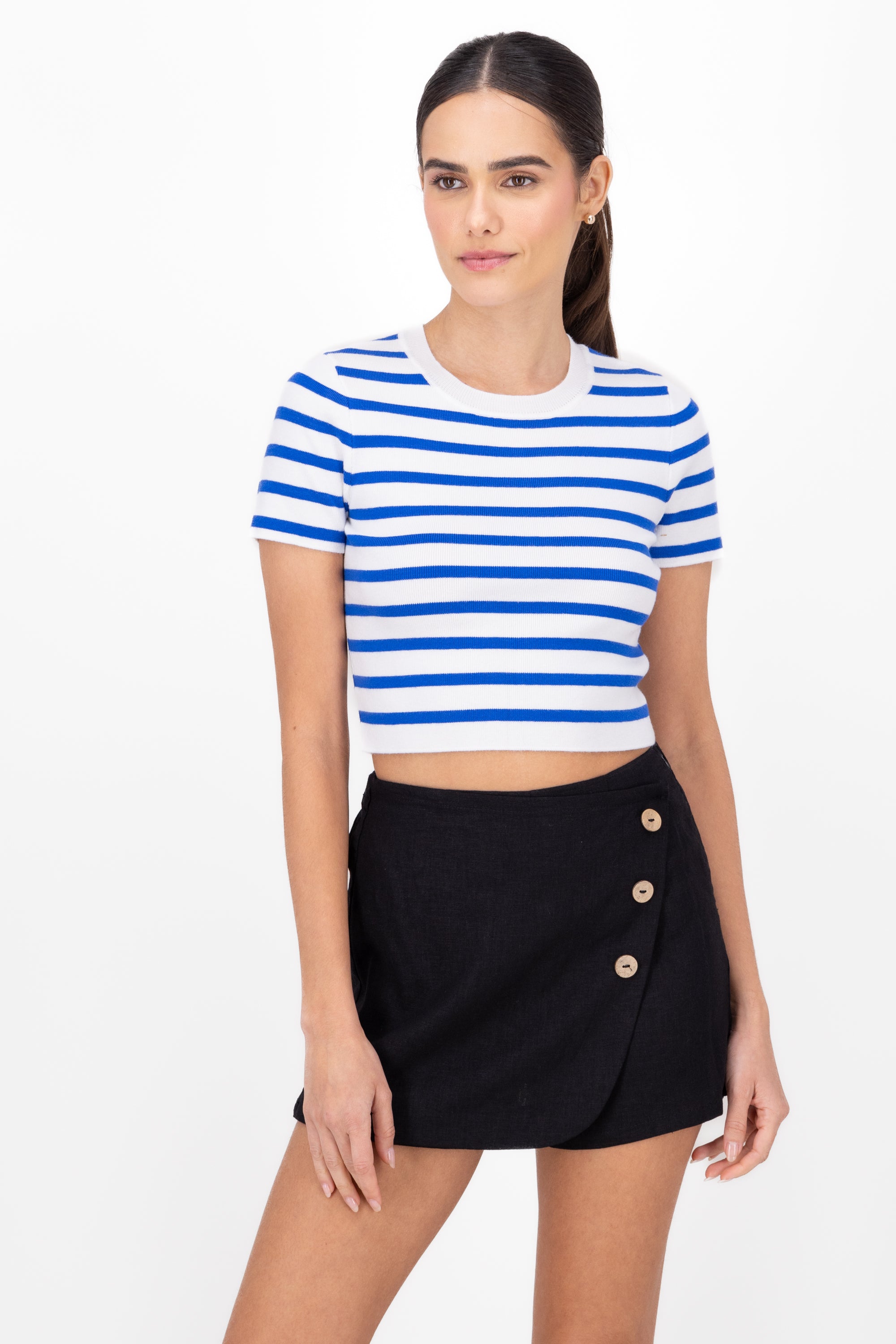 Top Short Manga stripes BLUE