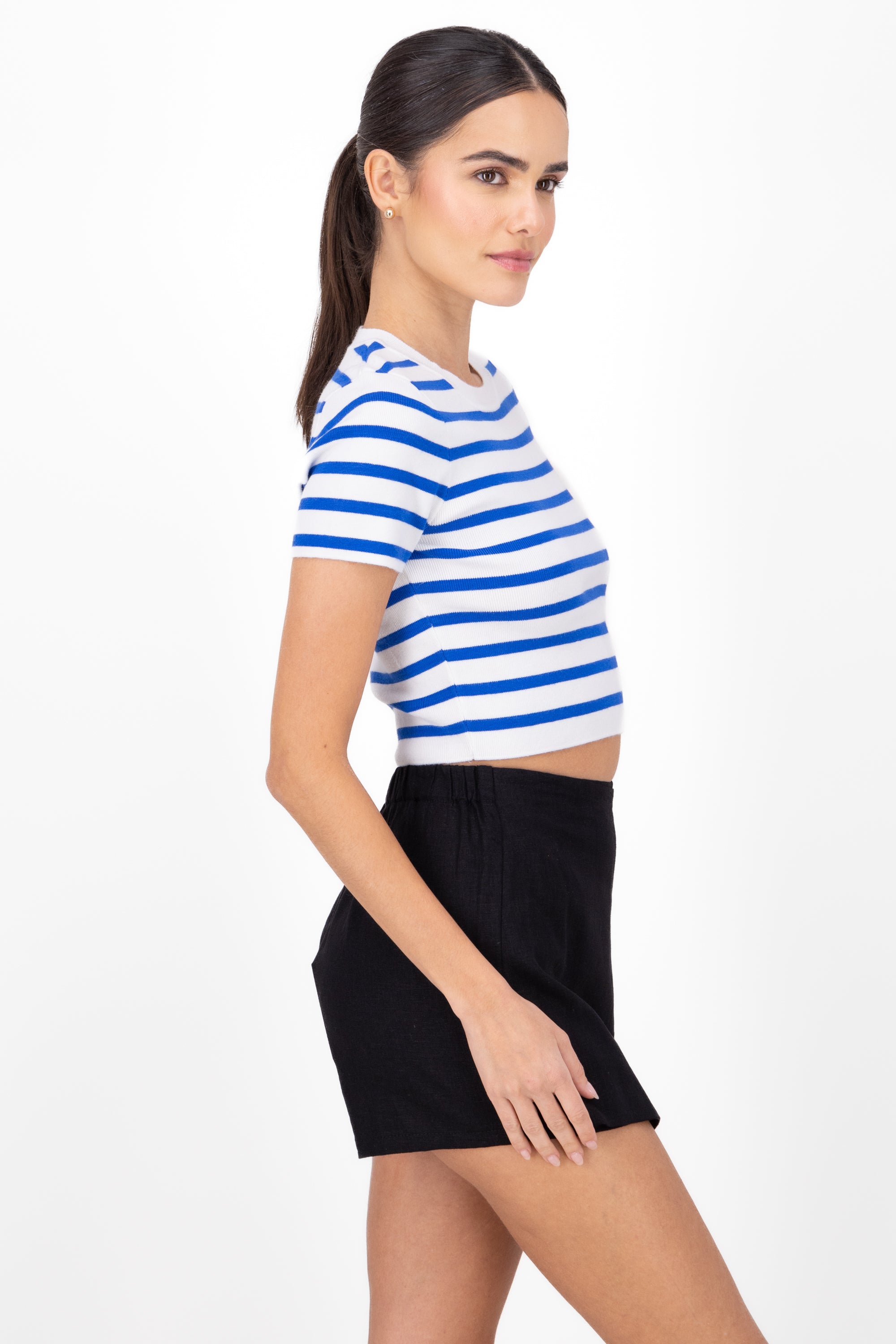 Top Short Manga stripes BLUE