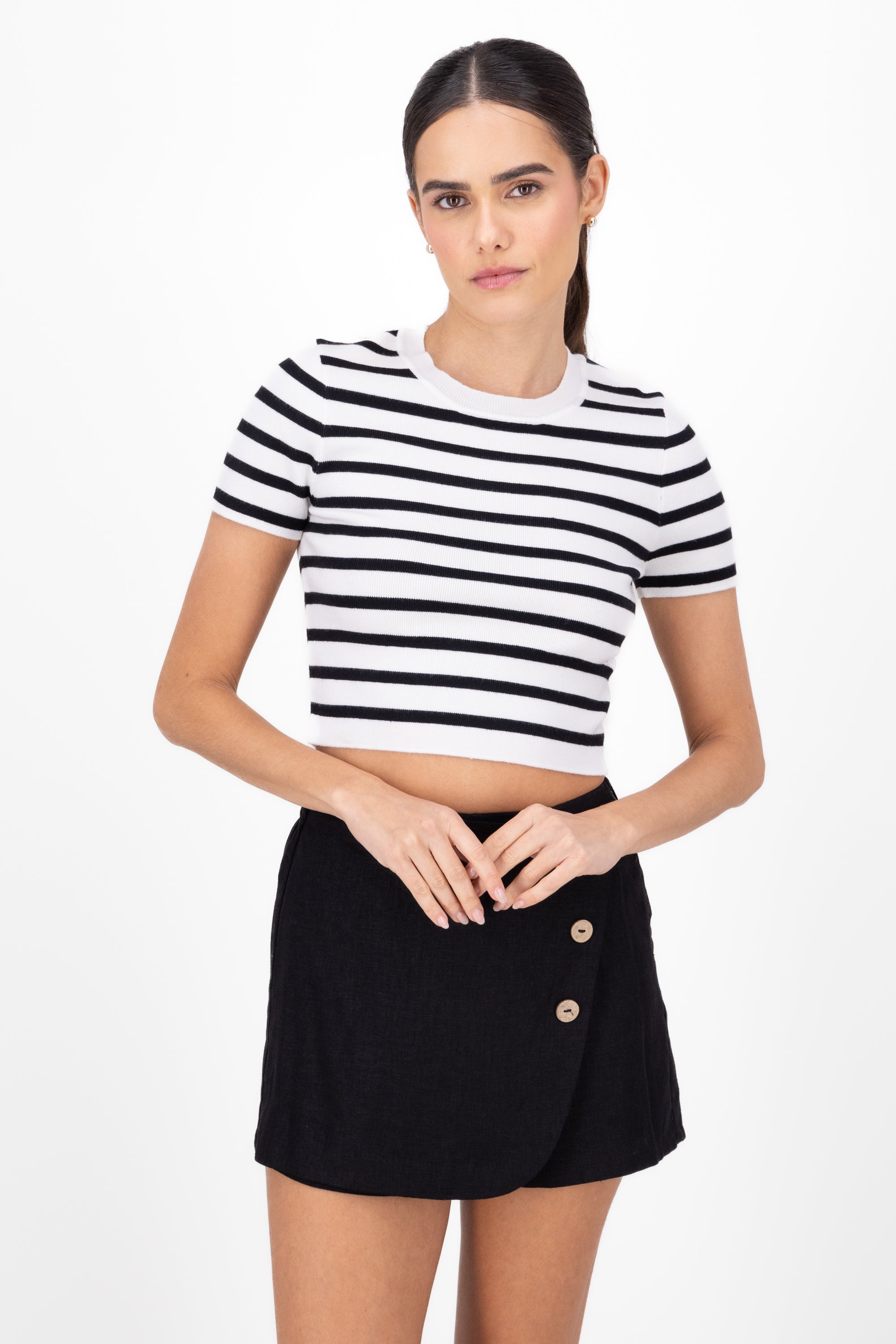 Top Short Manga stripes BLACK