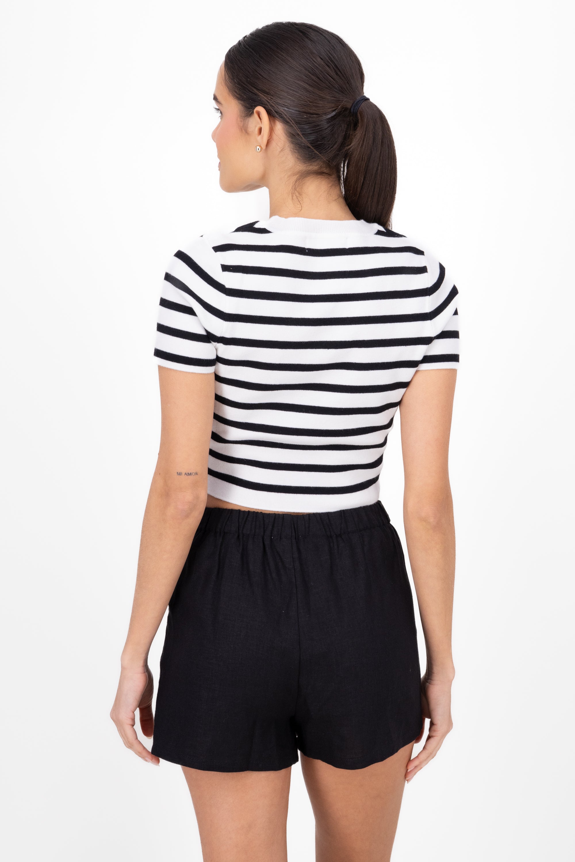 Top Short Manga stripes BLACK