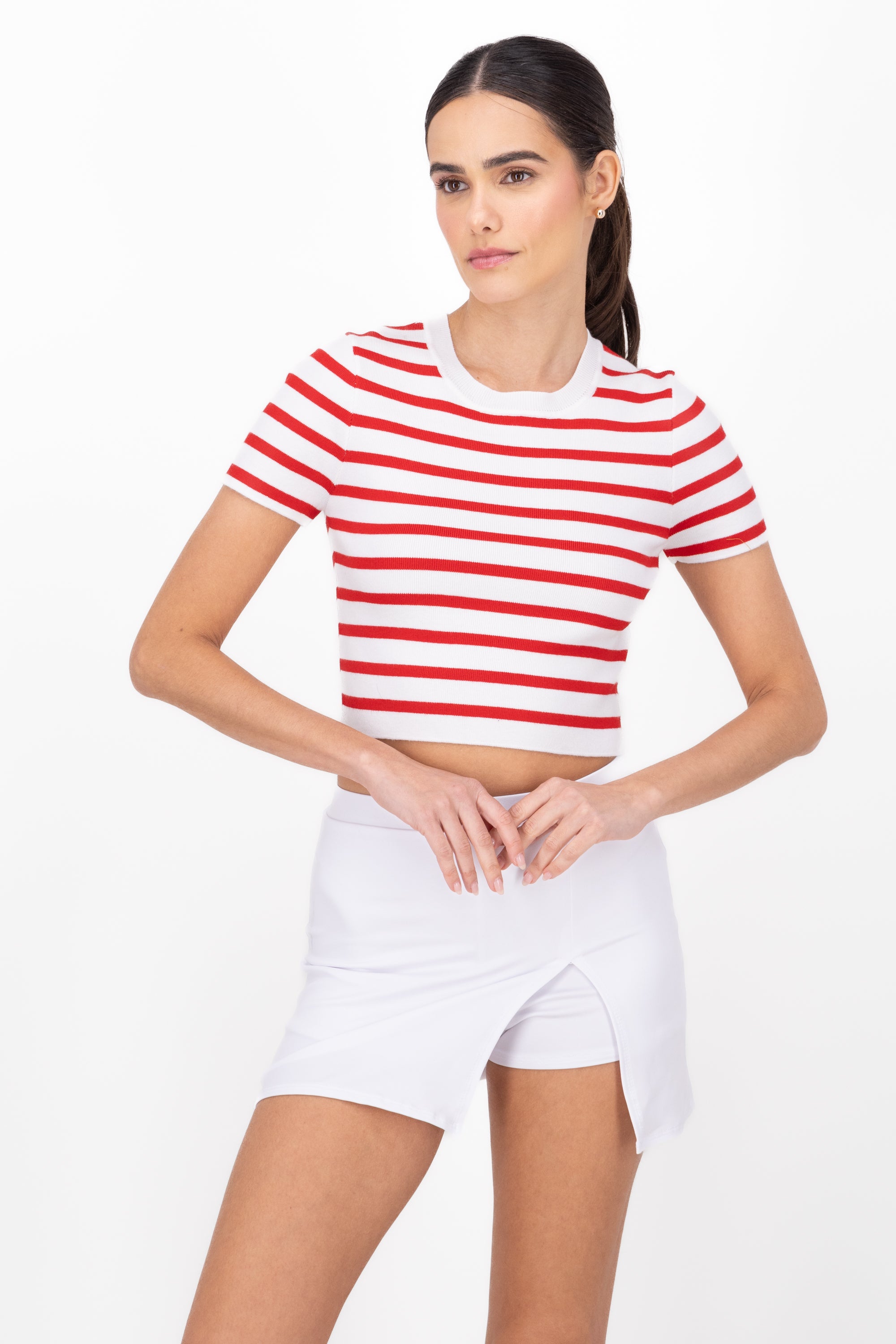 Top Short Manga stripes RED