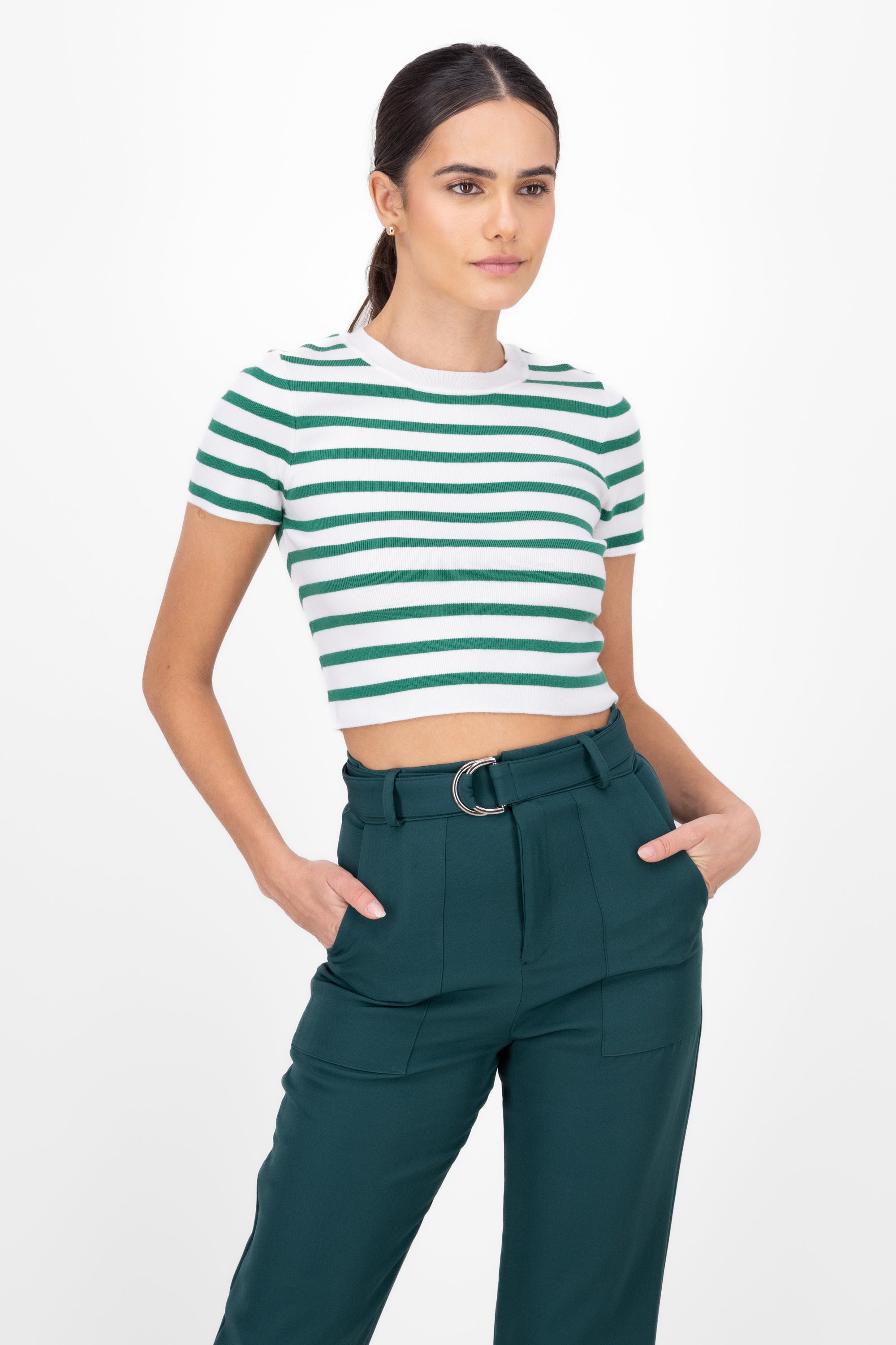 Top Short Manga stripes GREEN