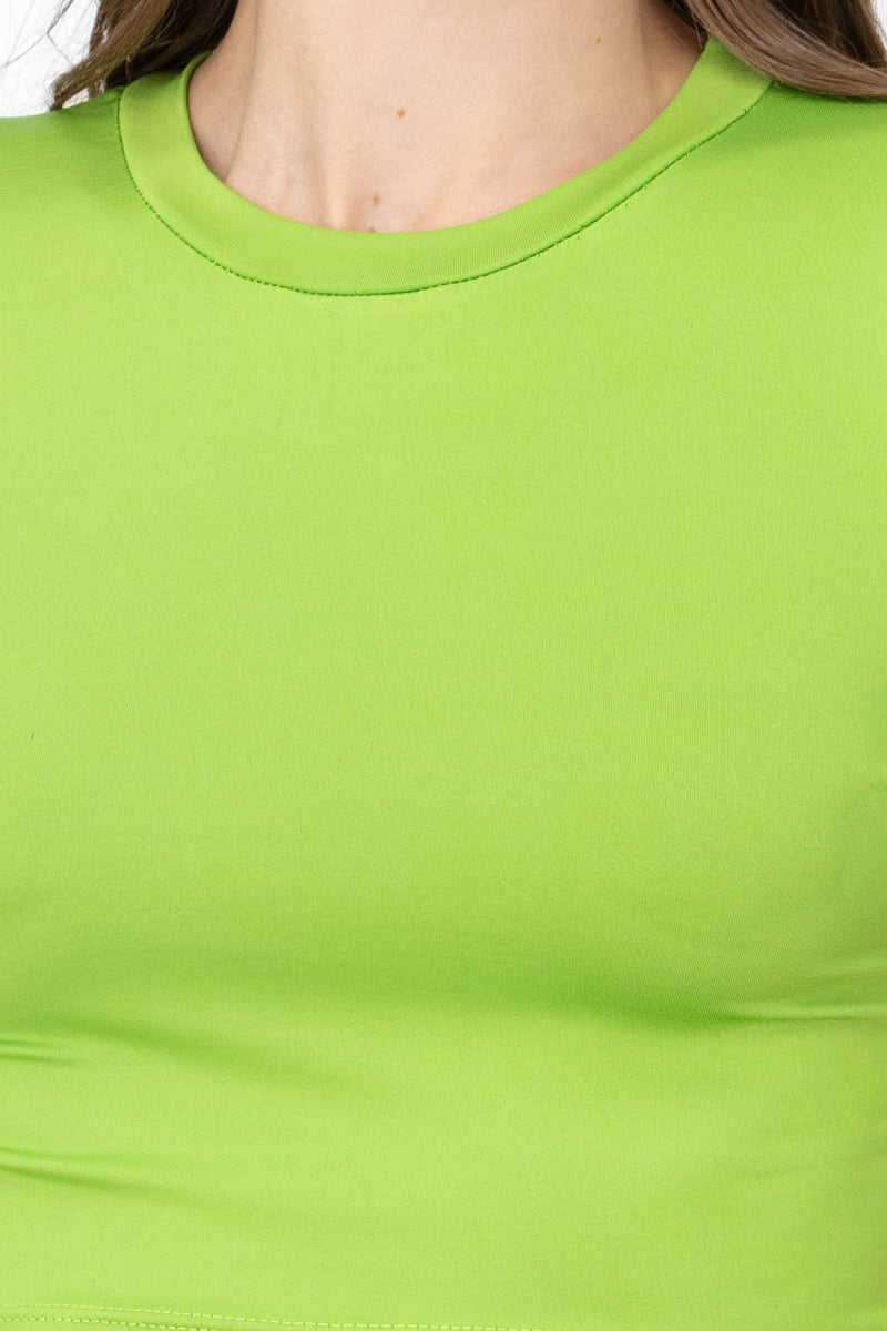Top crop manga corta VERDE LIMA