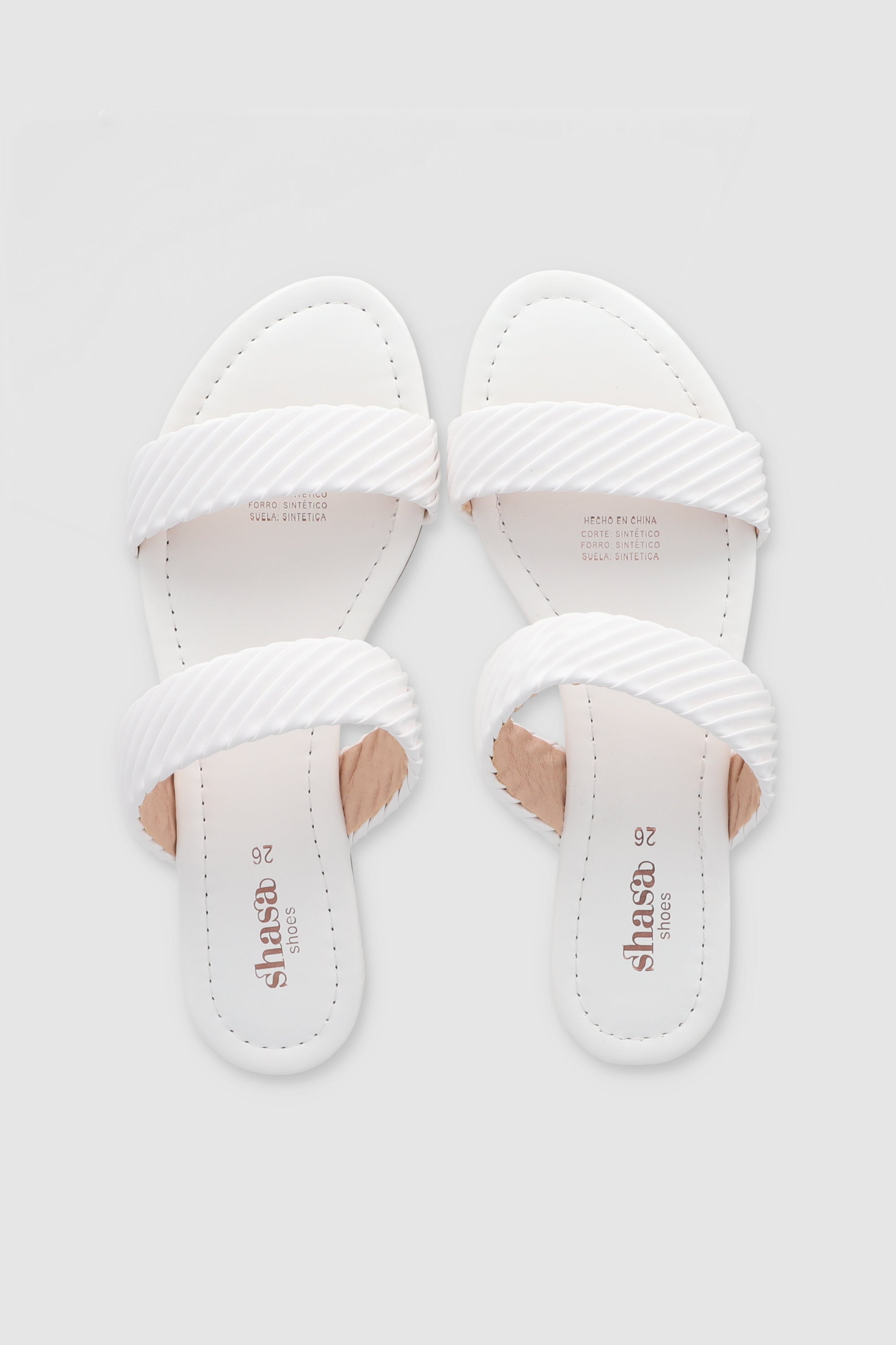 Sandalias dos tiras plizadas BLANCO