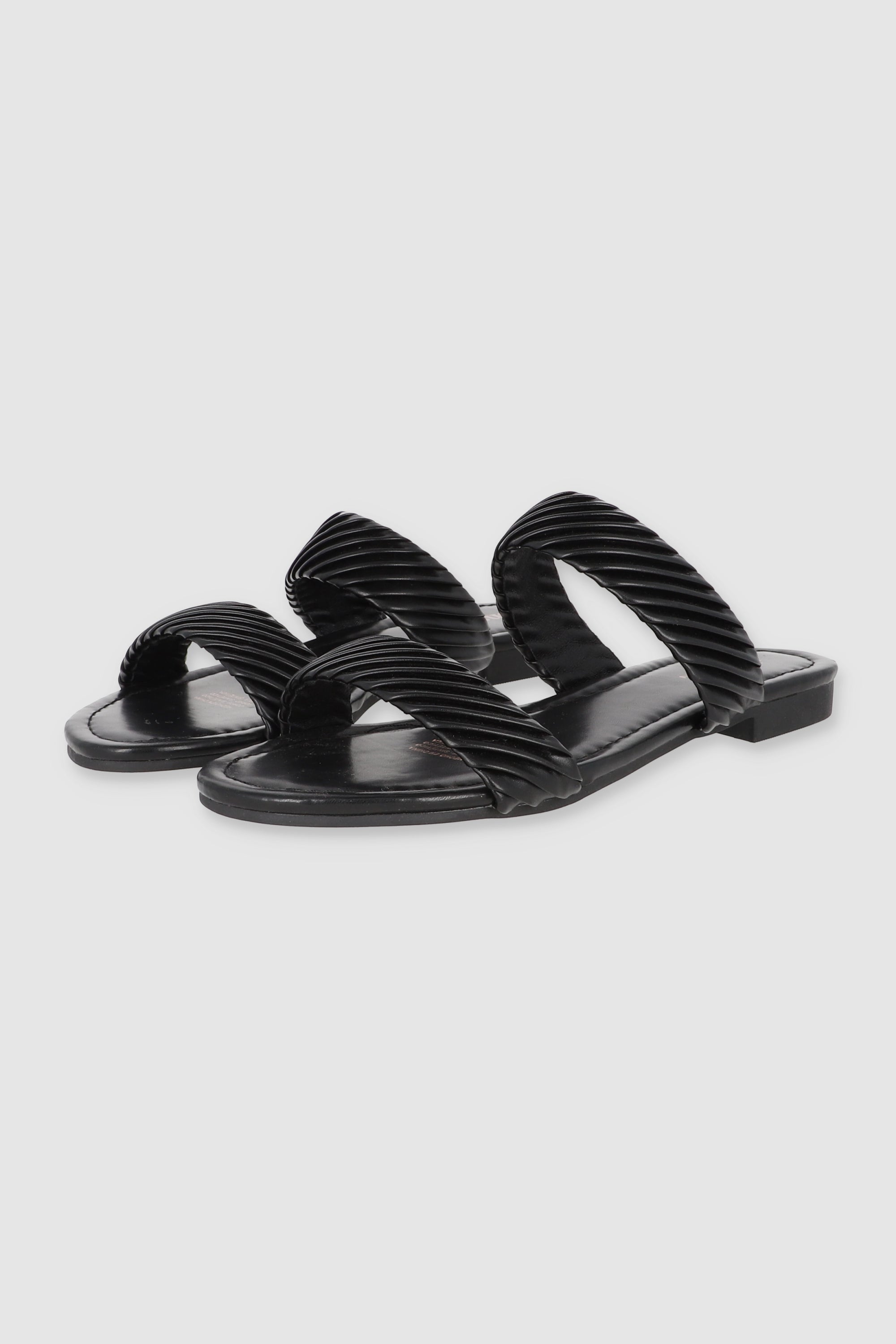 Sandalias dos tiras plizadas NEGRO