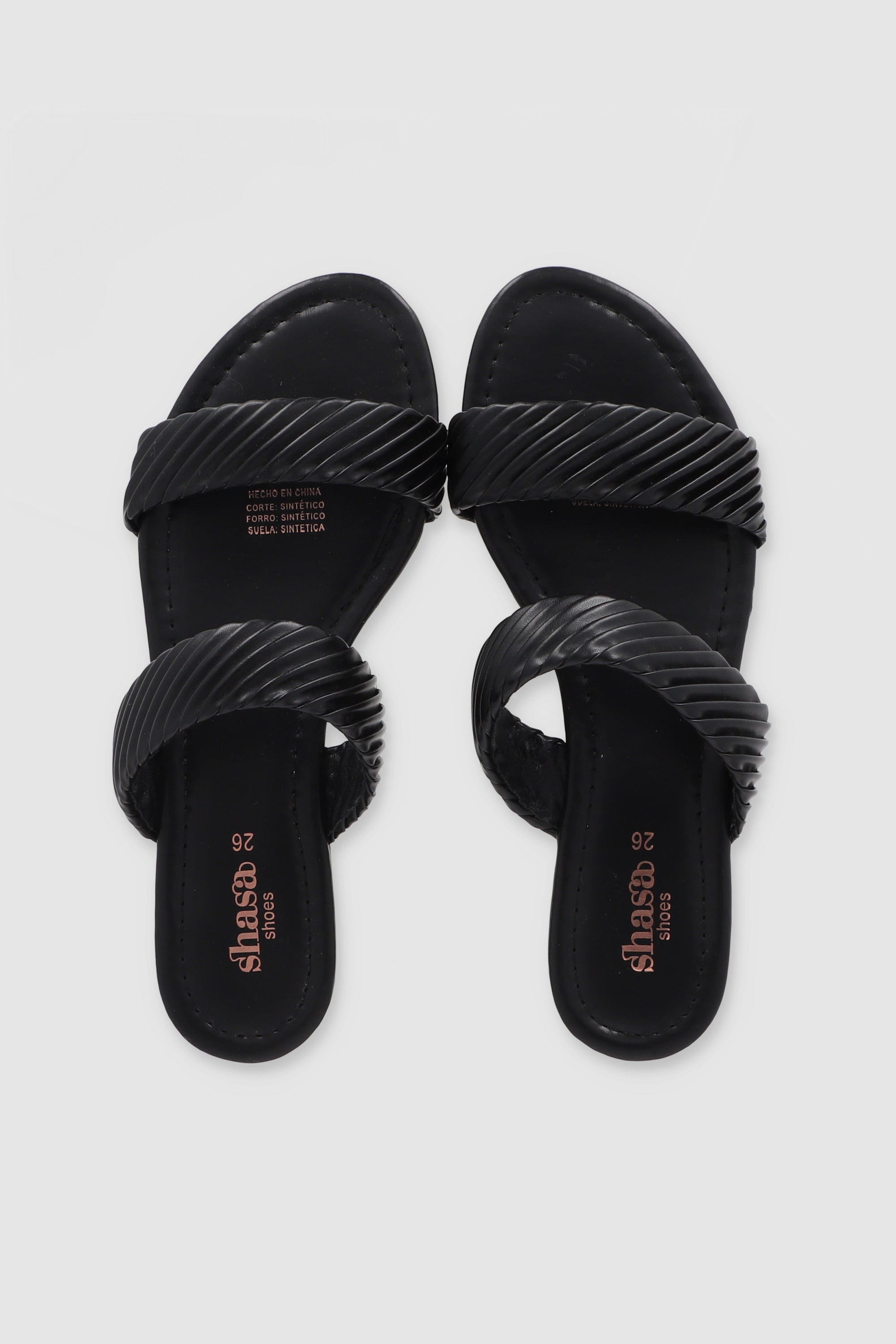 Sandalias dos tiras plizadas NEGRO